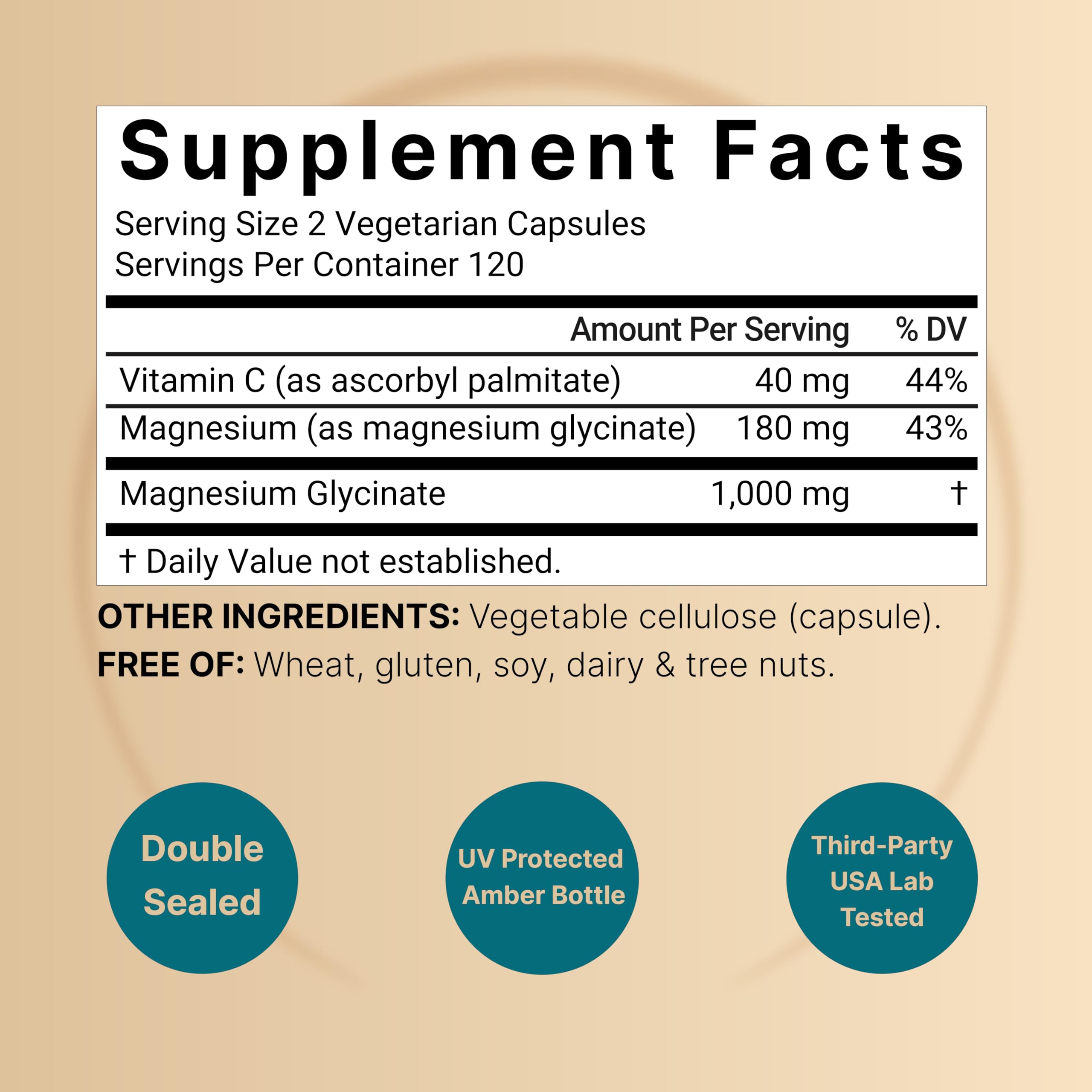 NatureBell Magnesium Glycinate bottle side view