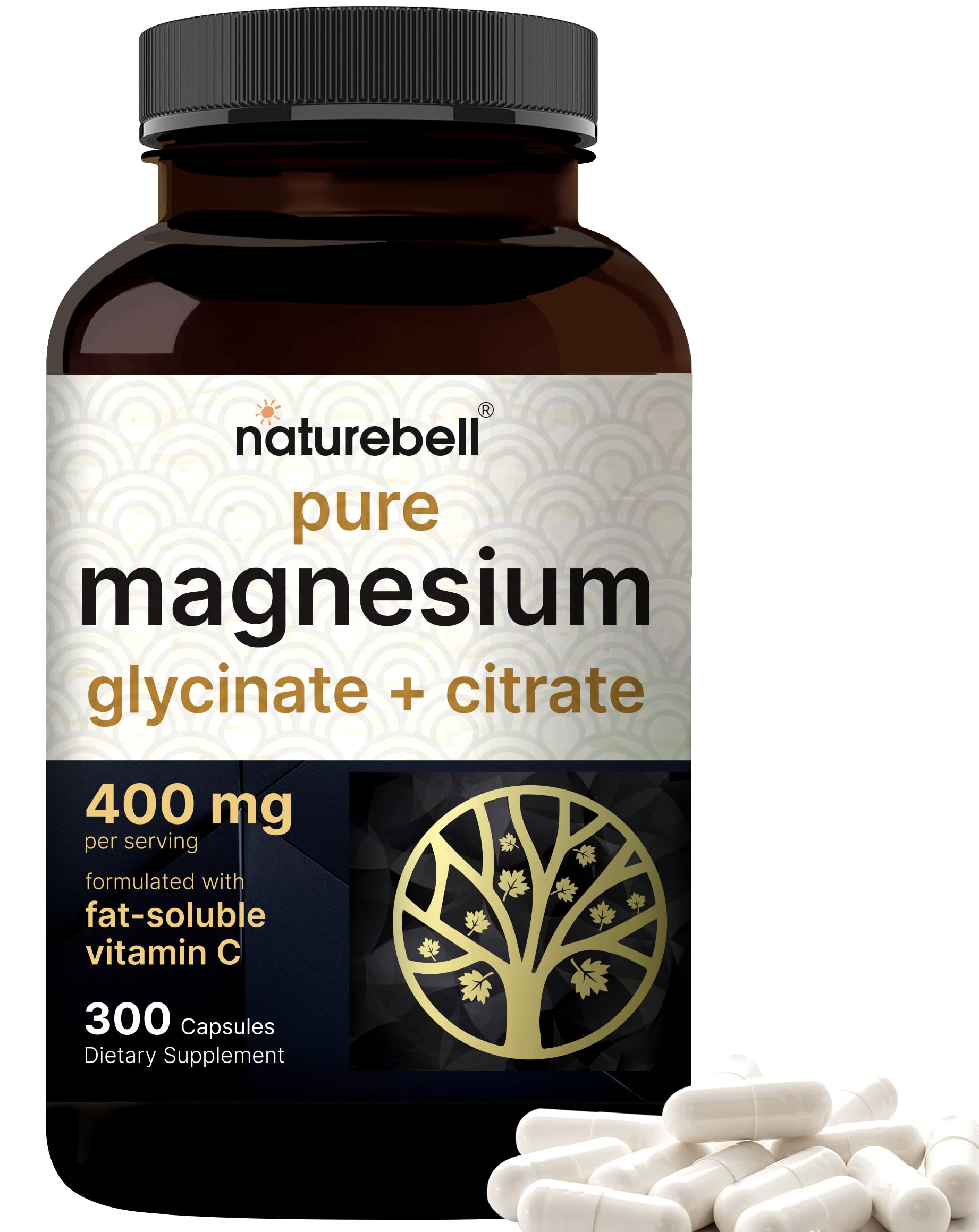NatureBell Magnesium Glycinate & Citrate bottle front view