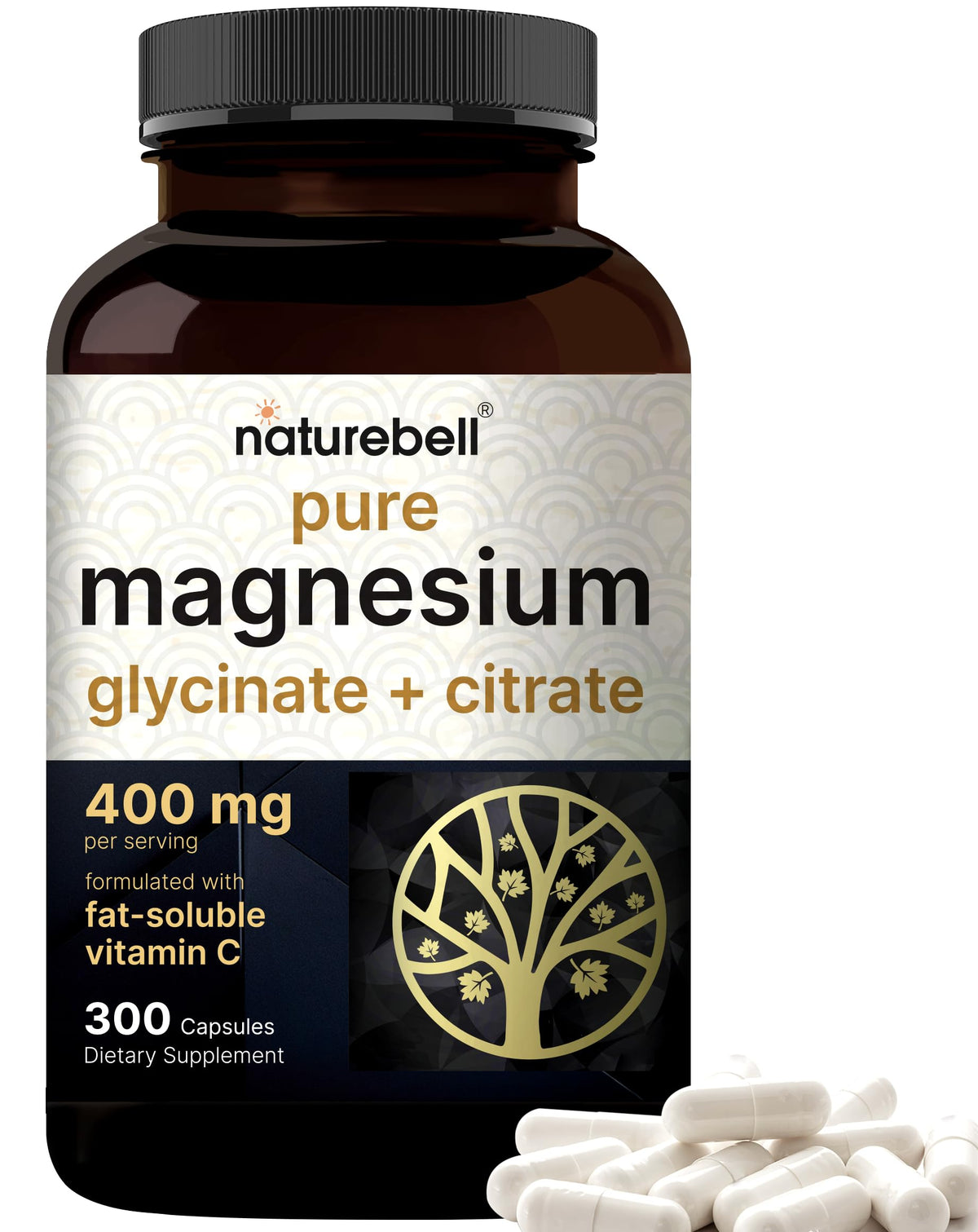NatureBell Magnesium Glycinate & Citrate bottle front view