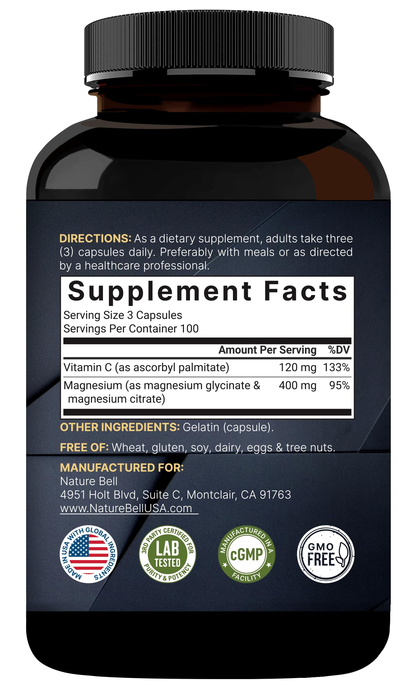 NatureBell Magnesium Glycinate & Citrate bottle with a measuring spoon