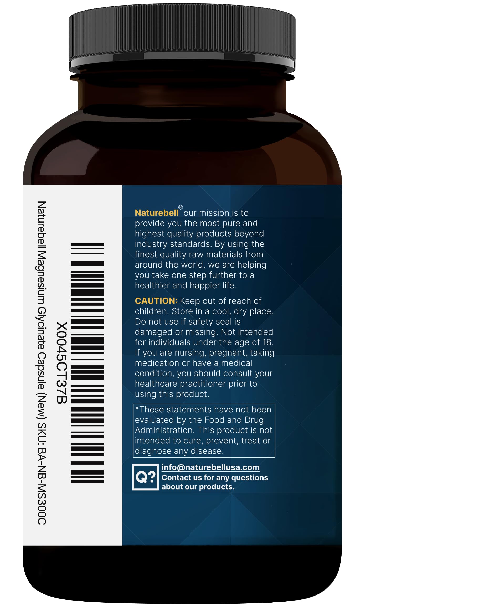 NatureBell Magnesium Glycinate packaging with ingredients listed