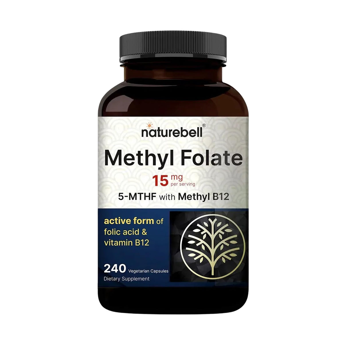 NatureBell Methyl Folate 15mg supplement front view