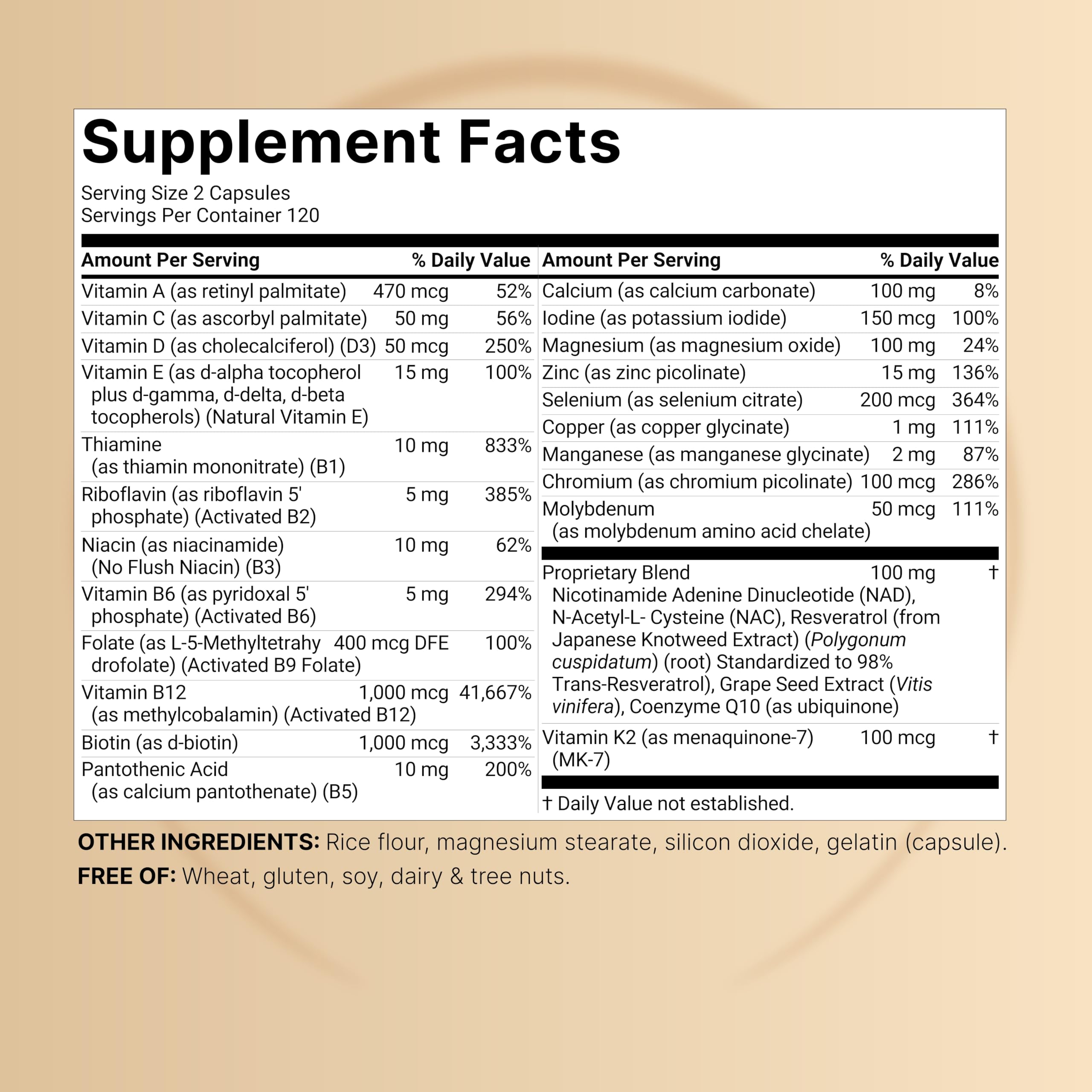 NatureBell Methylated Multivitamin 240 Capsules side view