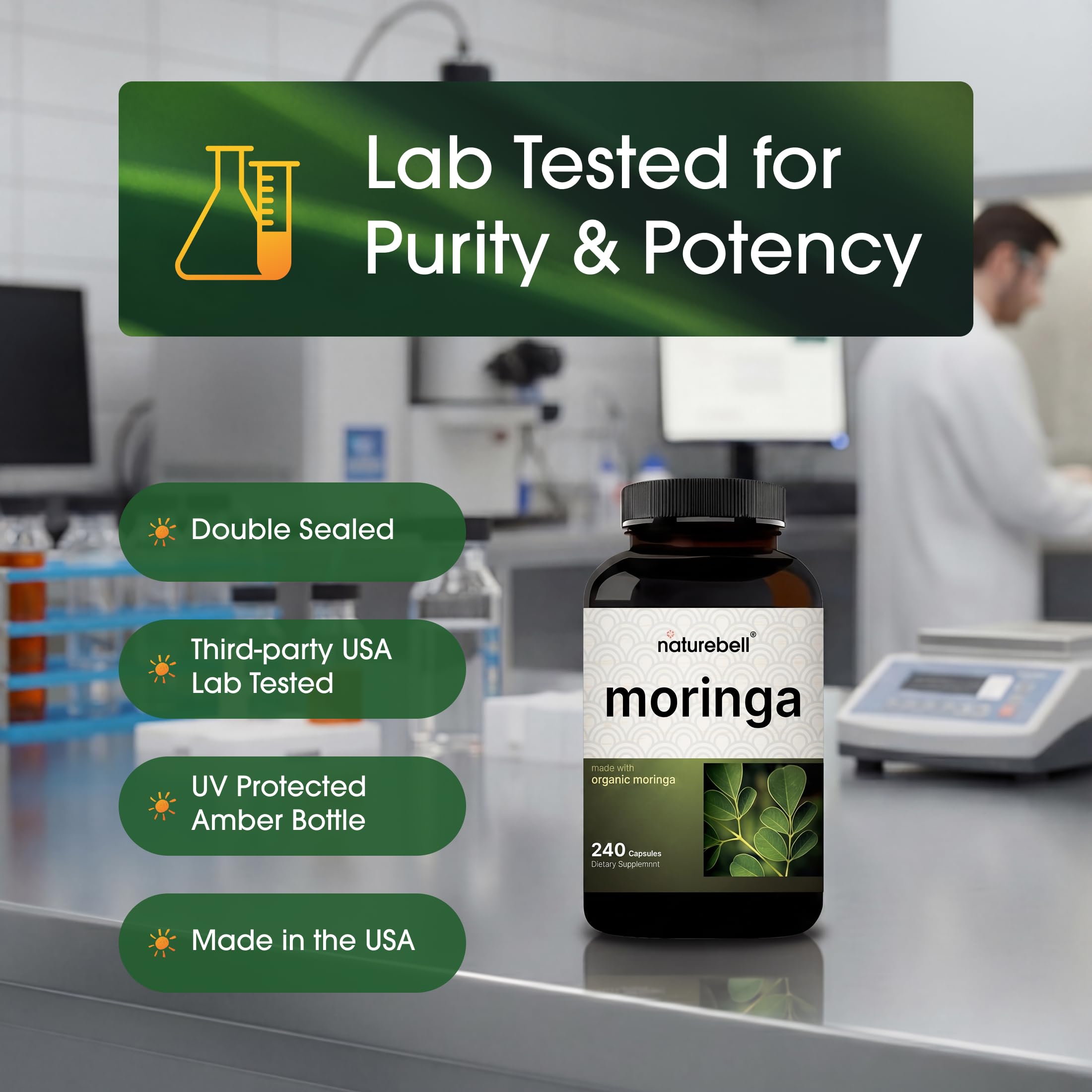 NatureBell Moringa Extract Capsules with organic ingredients