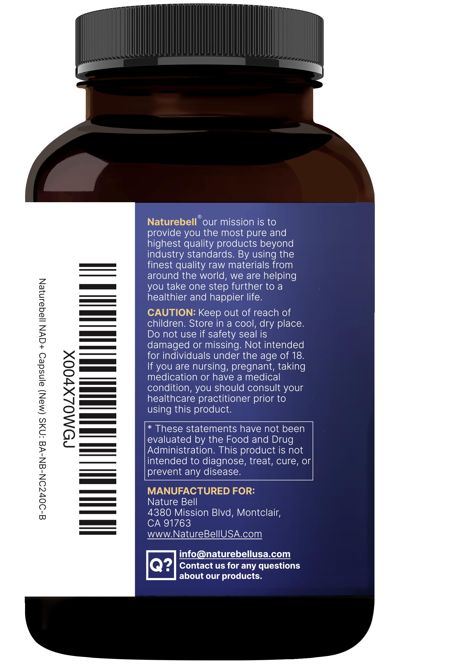NatureBell NAD+ Complex Resveratrol Capsules packaging details