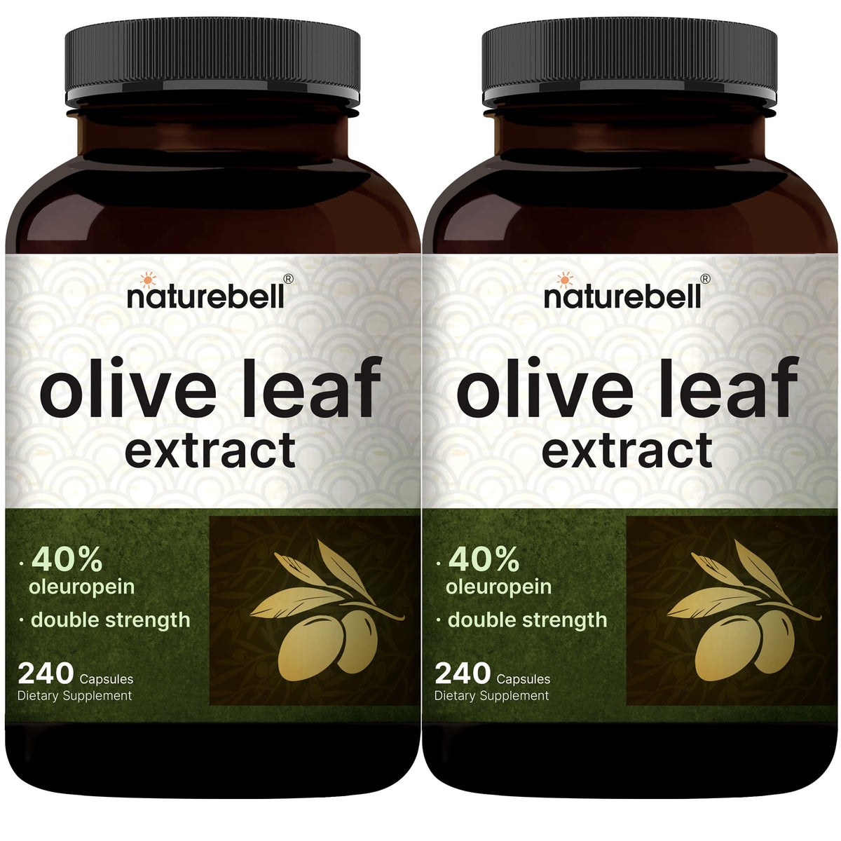 NatureBell Olive Leaf Extract 2 pack front view with capsules