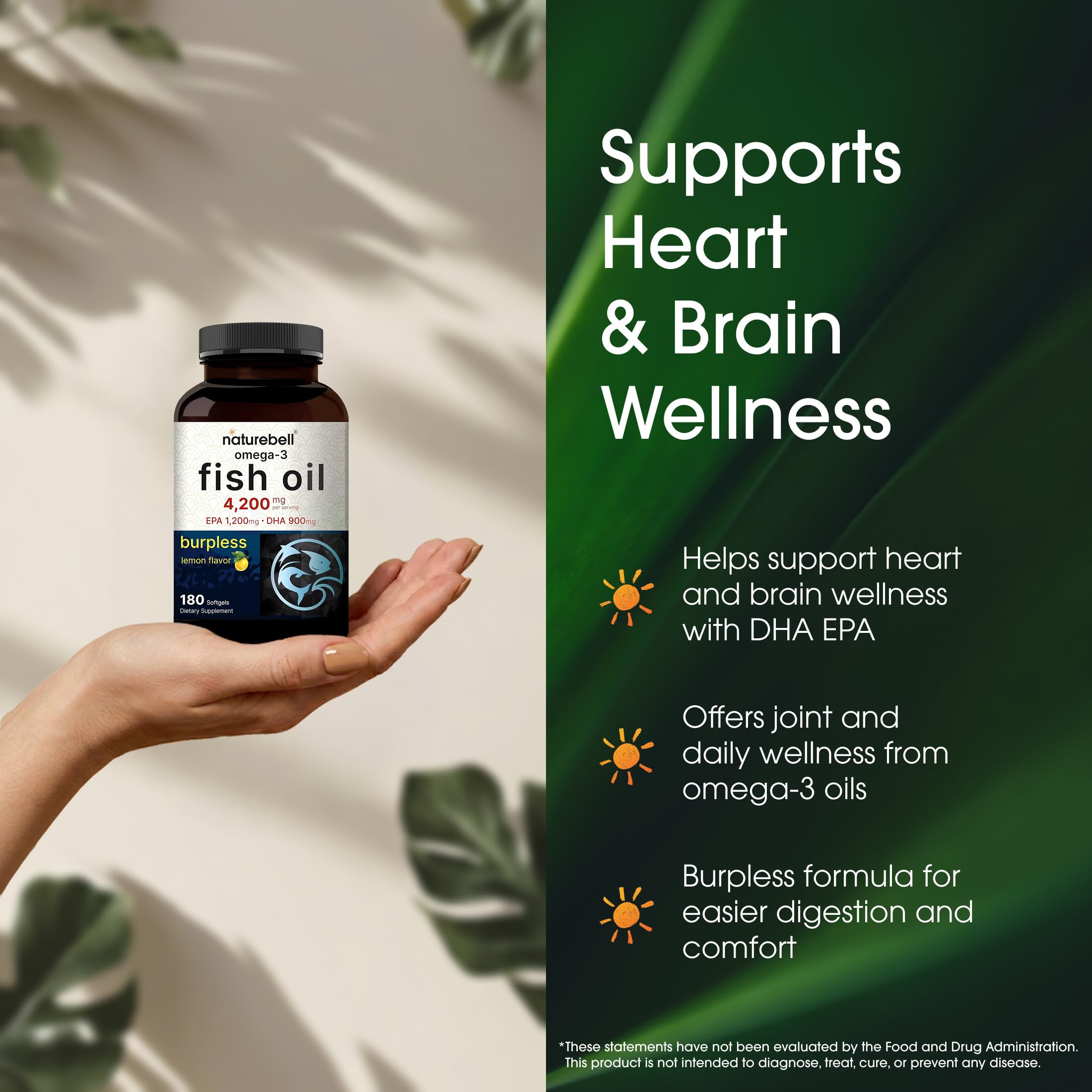 NatureBell Omega-3 Fish Oil Softgels 4200mg softgel close-up