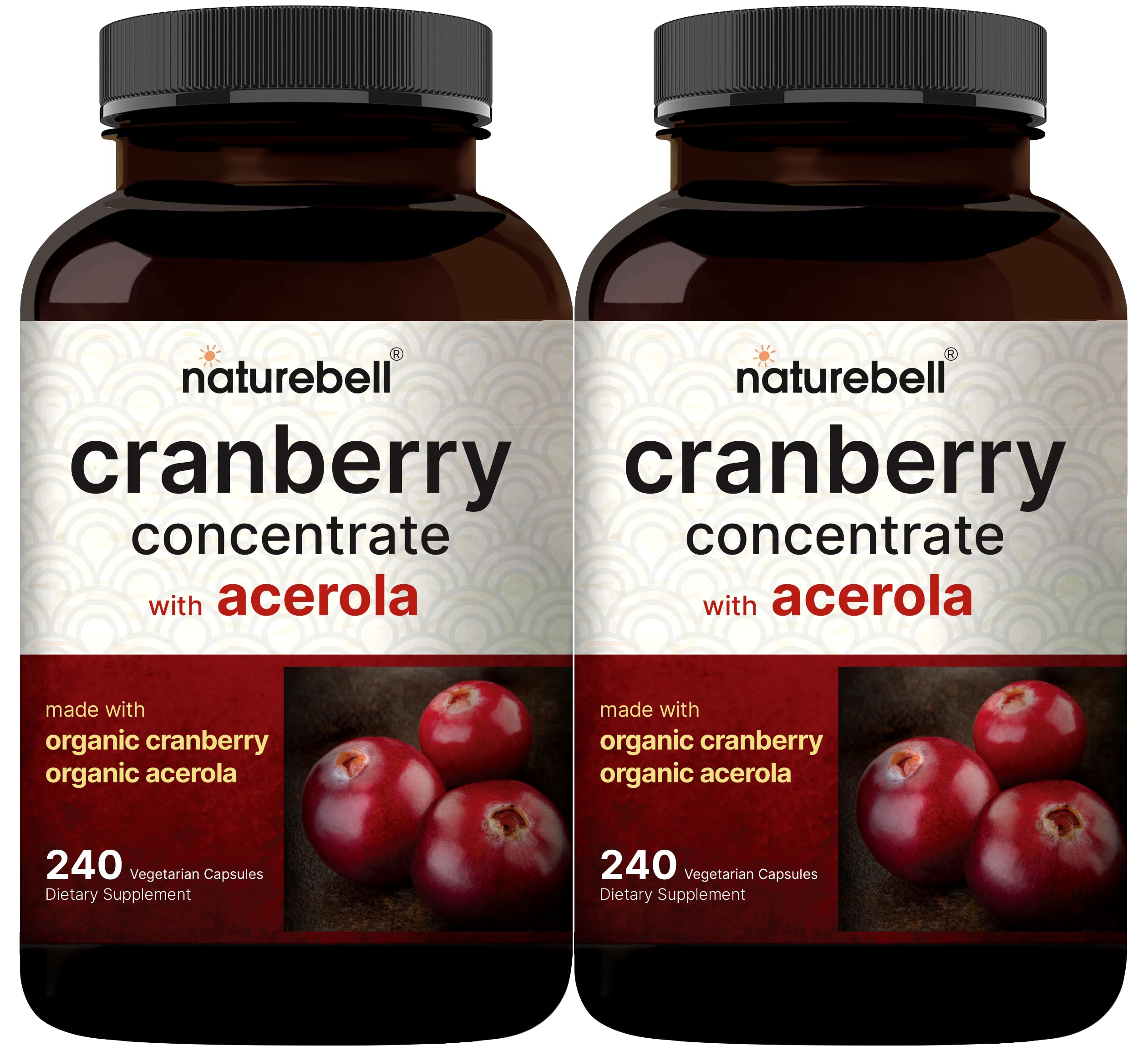 NatureBell Organic Cranberry Extract & Acerola Cherry 2-Pack front view