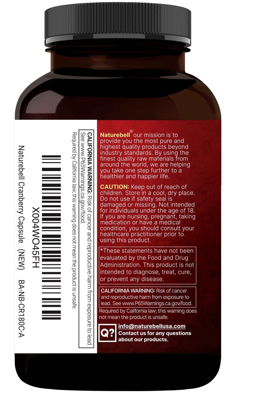 NatureBell Organic Cranberry Extract & Acerola Cherry packaging display