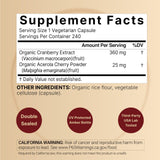 NatureBell Organic Cranberry Extract bottle with 240 vegetarian capsules