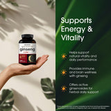 NatureBell Panax Korean Red Ginseng softgels on a wooden table