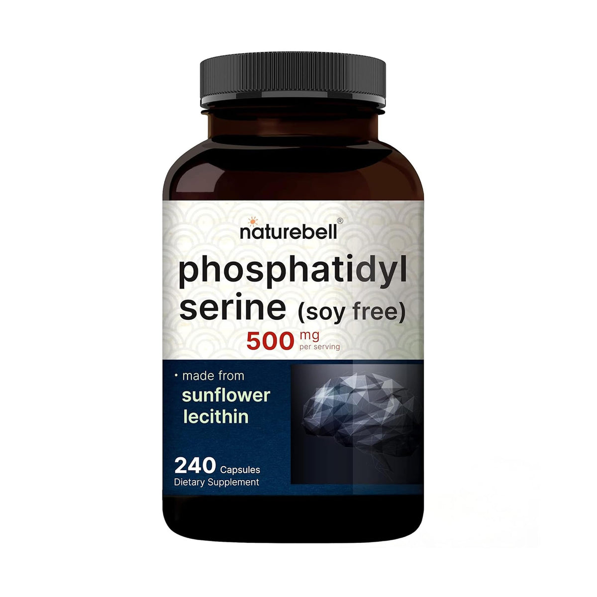 NatureBell Phosphatidylserine 500mg sunflower lecithin capsules front view