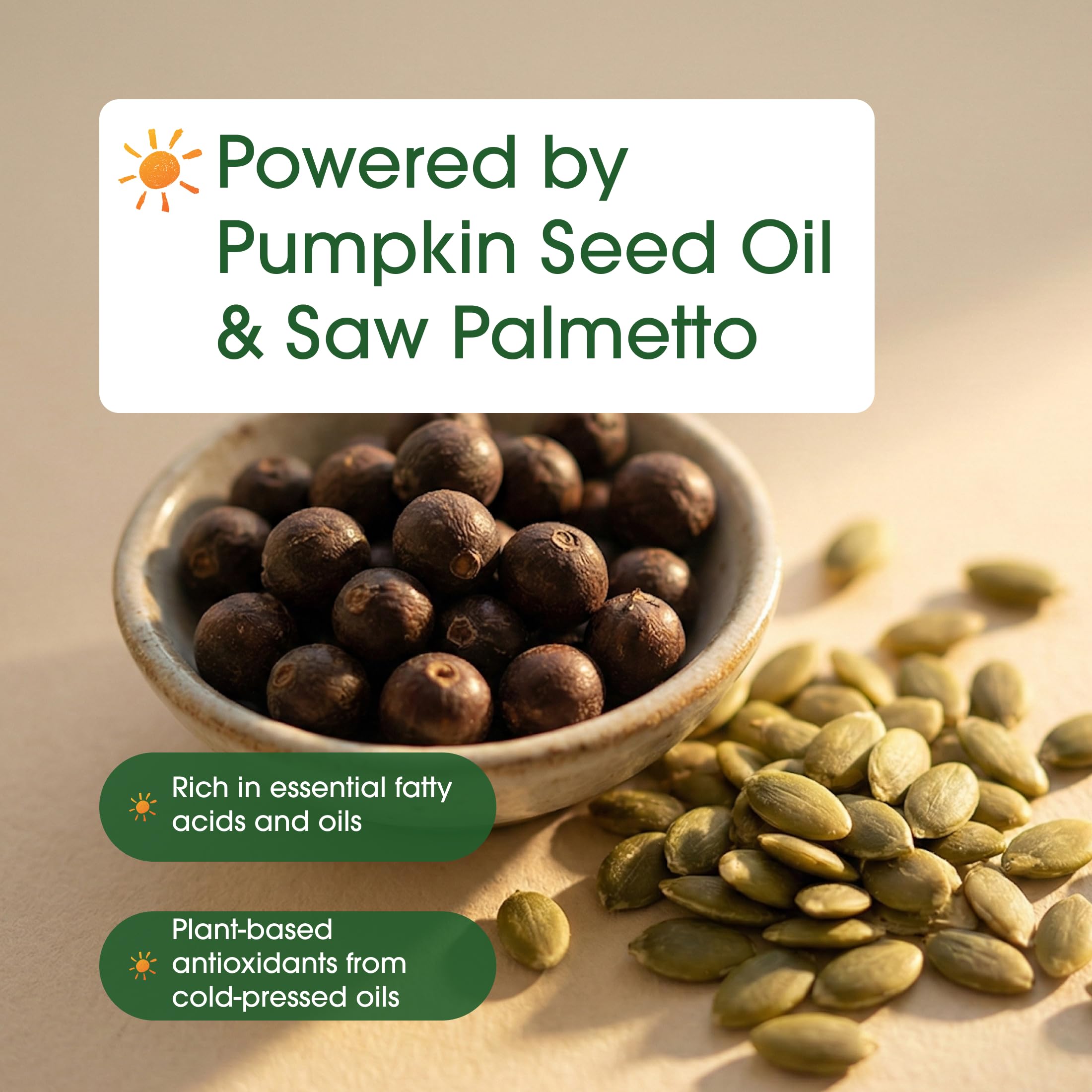 NatureBell Pumpkin Seed Oil with Saw Palmetto bottle top view