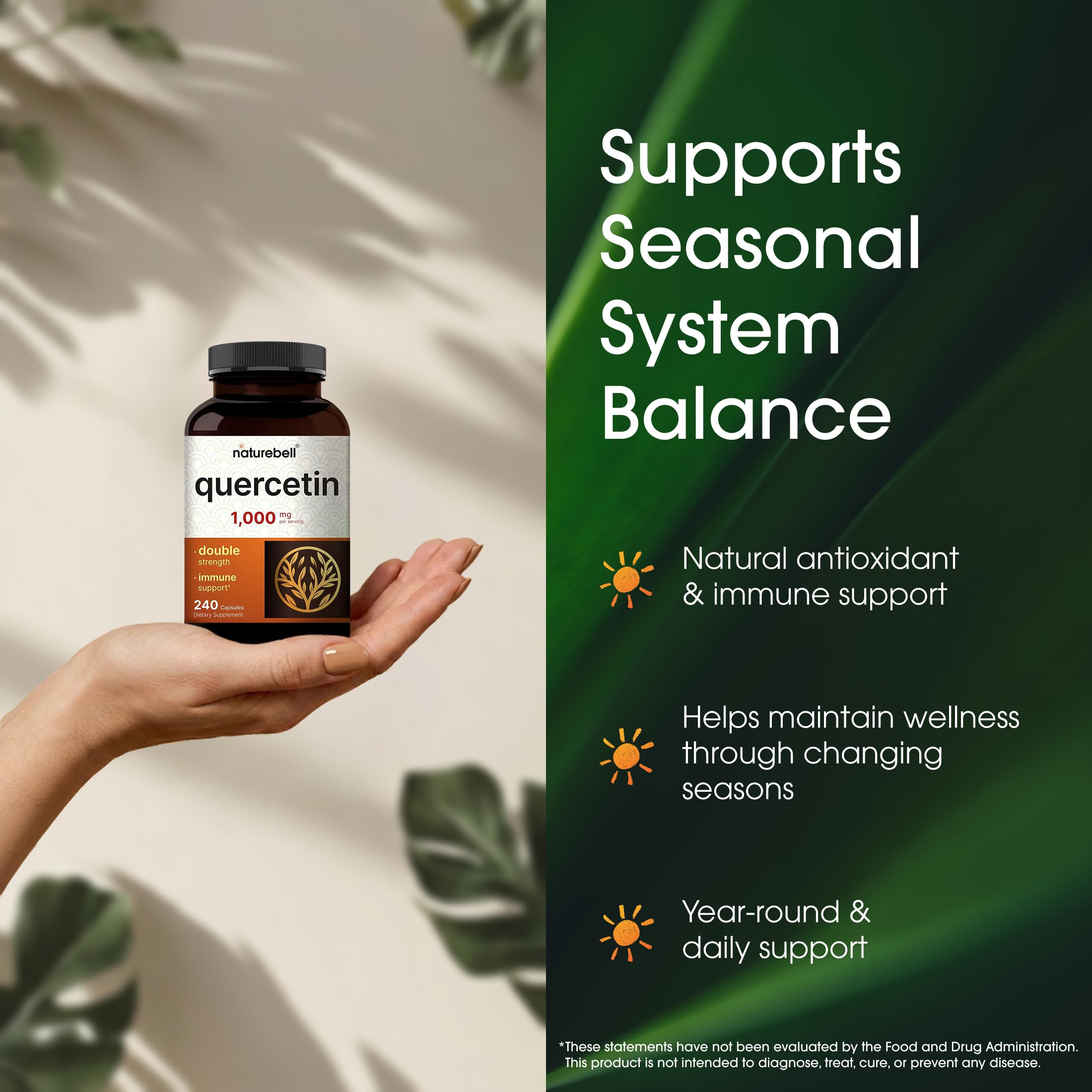 NatureBell Quercetin 1000mg 240 capsules with measuring scoop