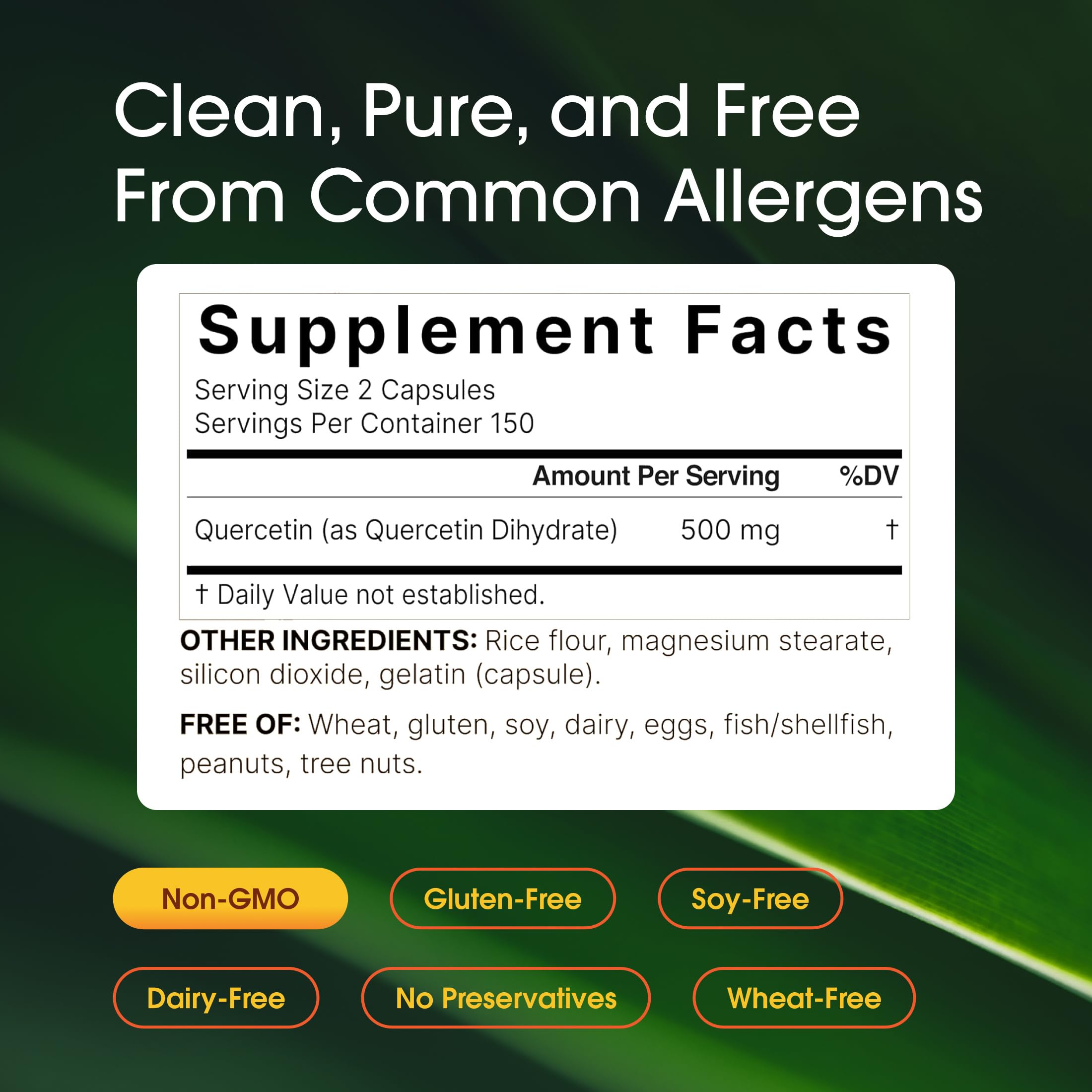 NatureBell Quercetin 500mg capsules with label details
