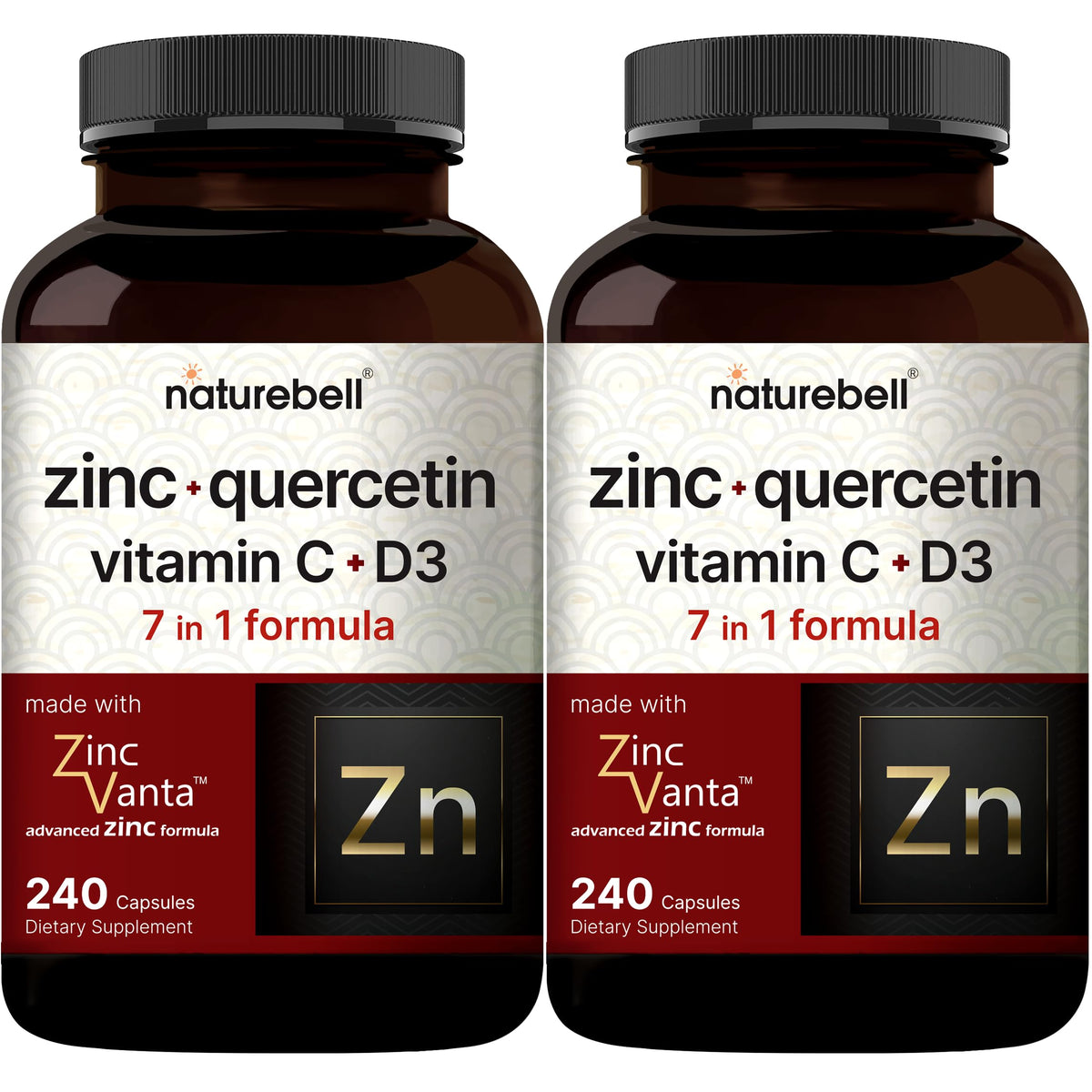 NatureBell Quercetin Zinc Vanta 480 capsules front view