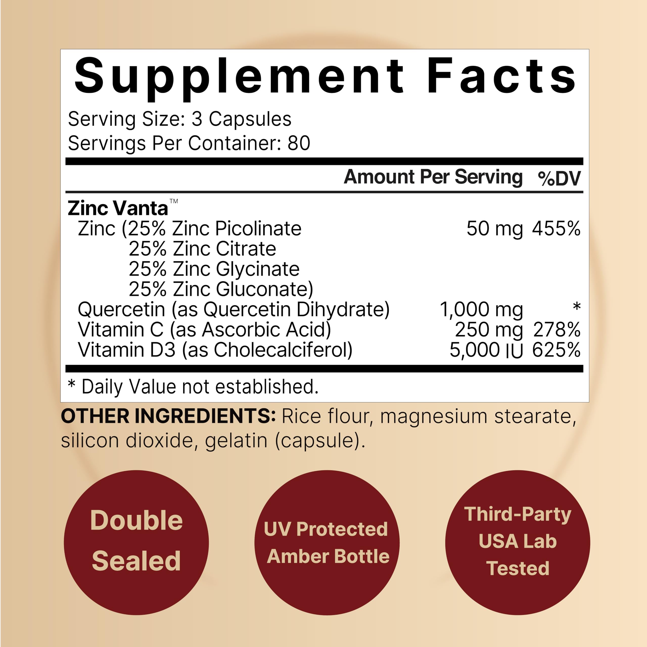 NatureBell Quercetin Zinc Vanta packaging side view