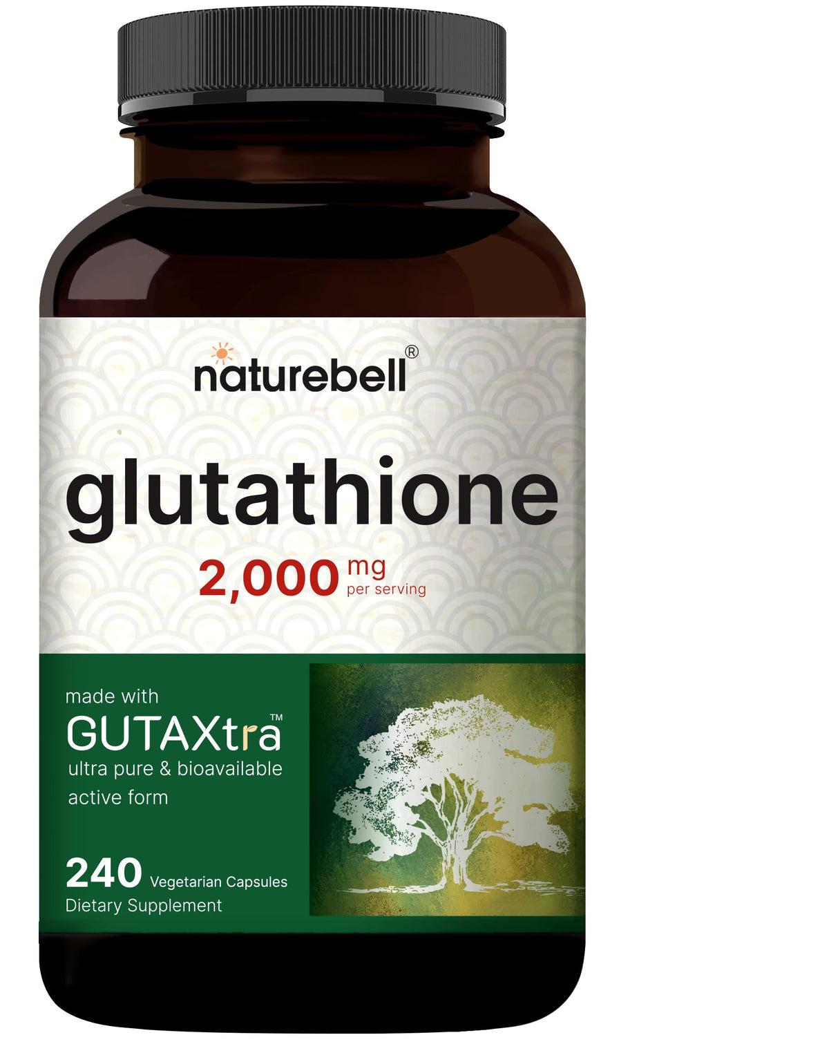 NatureBell Reduced Glutathione 240 veggie capsules bottle front view