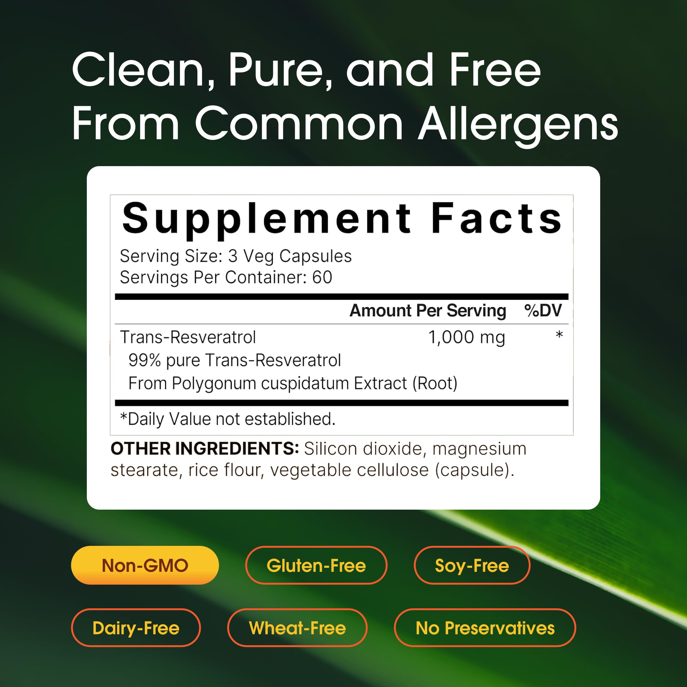 NatureBell Resveratrol 1000mg vegetarian capsules packaging