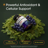 NatureBell Resveratrol 1000mg vegetarian capsules side view