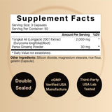 NatureBell Tongkat Ali & Panax Ginseng capsules showing serving size
