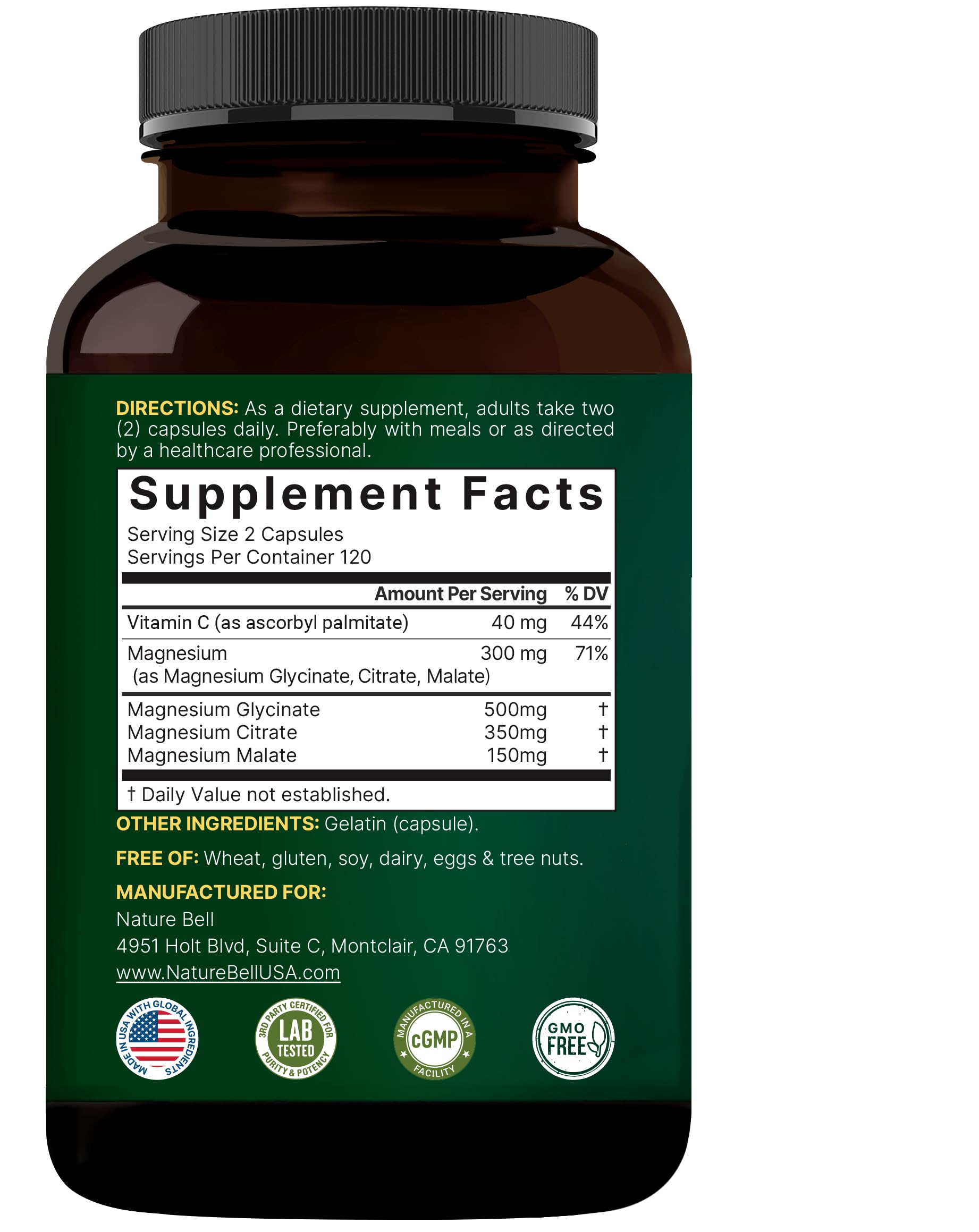 NatureBell Triple Magnesium Complex packaging dimensions