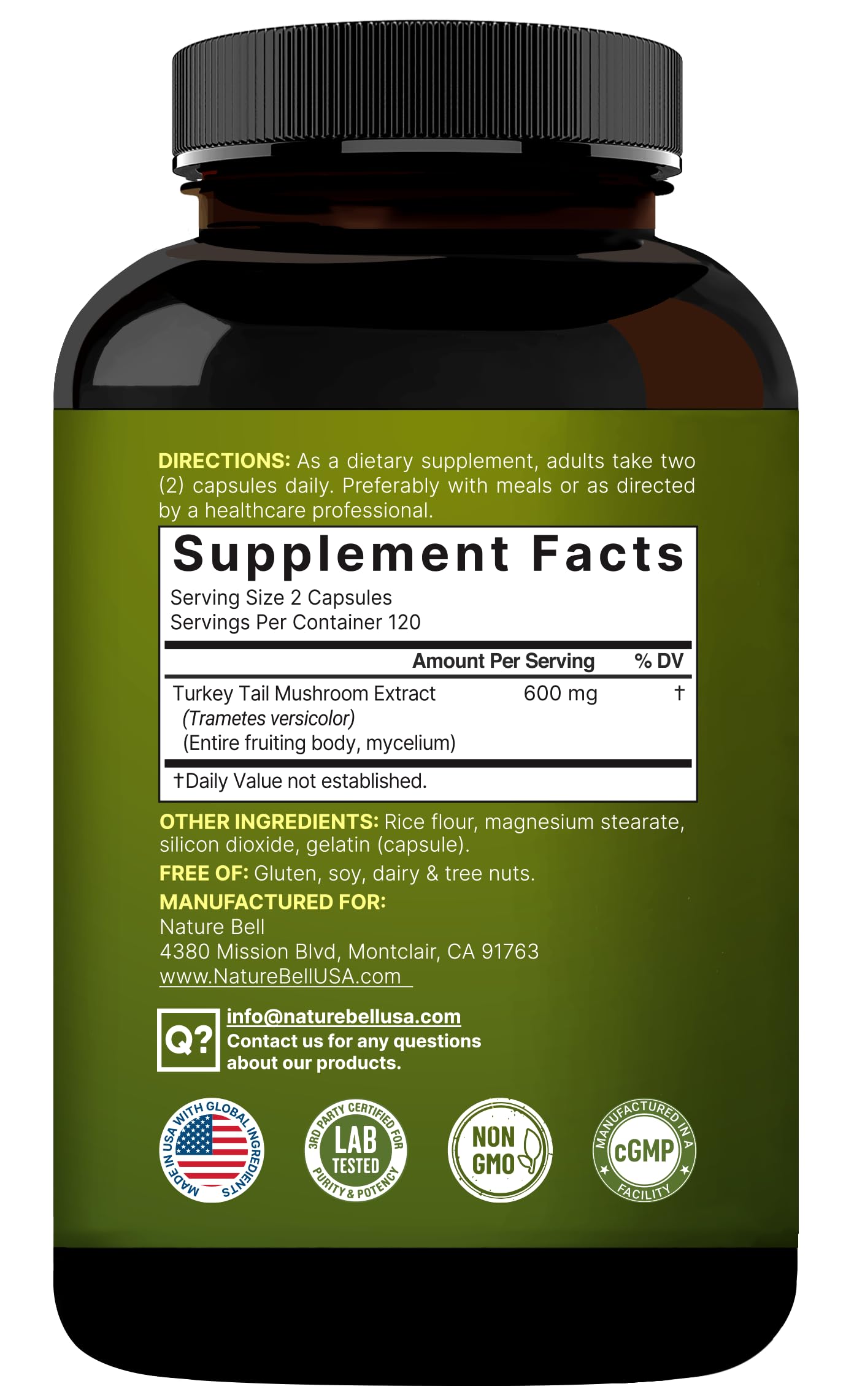 NatureBell Turkey Tail Mushroom Capsules close-up of capsules