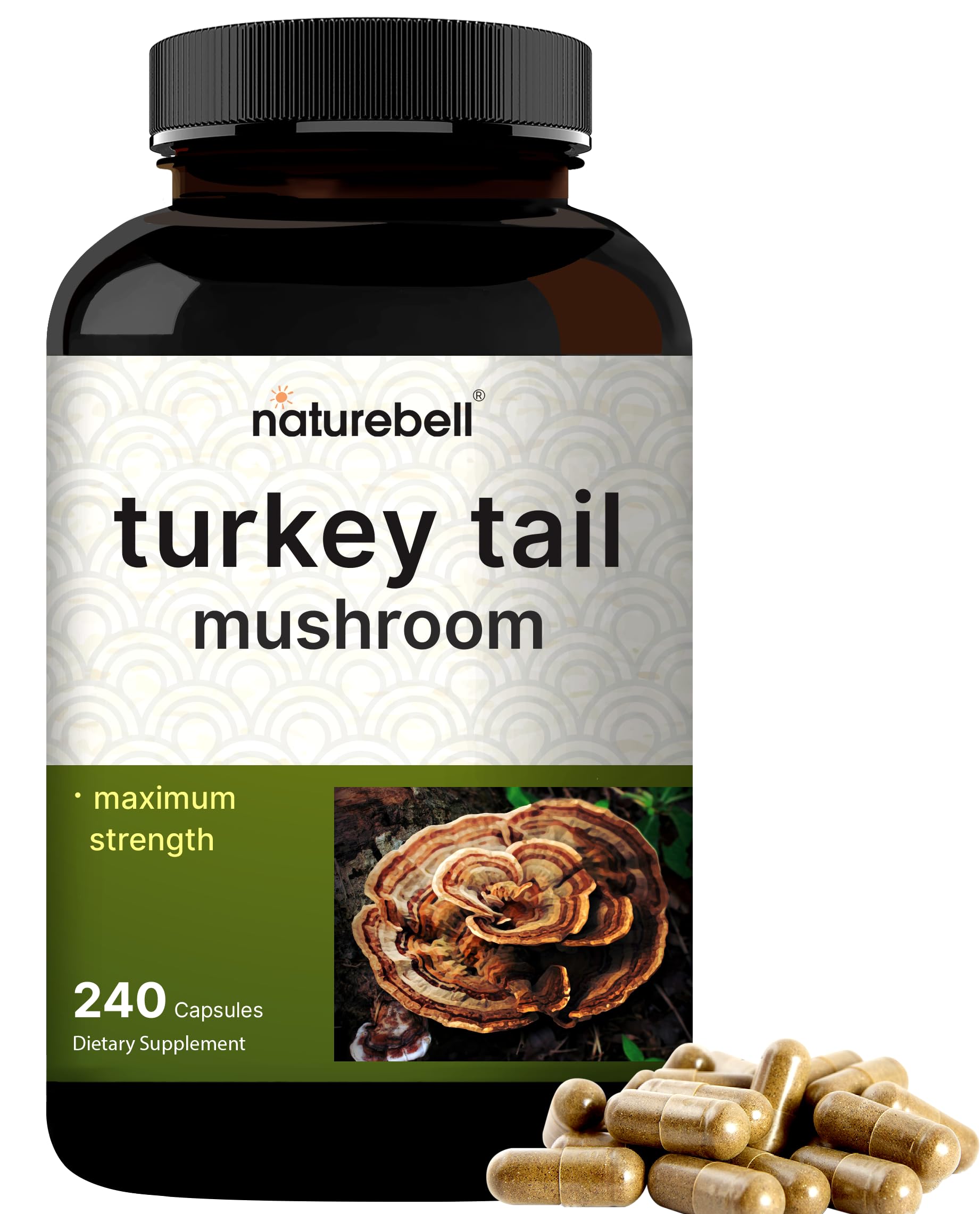 NatureBell Turkey Tail Mushroom Capsules front view