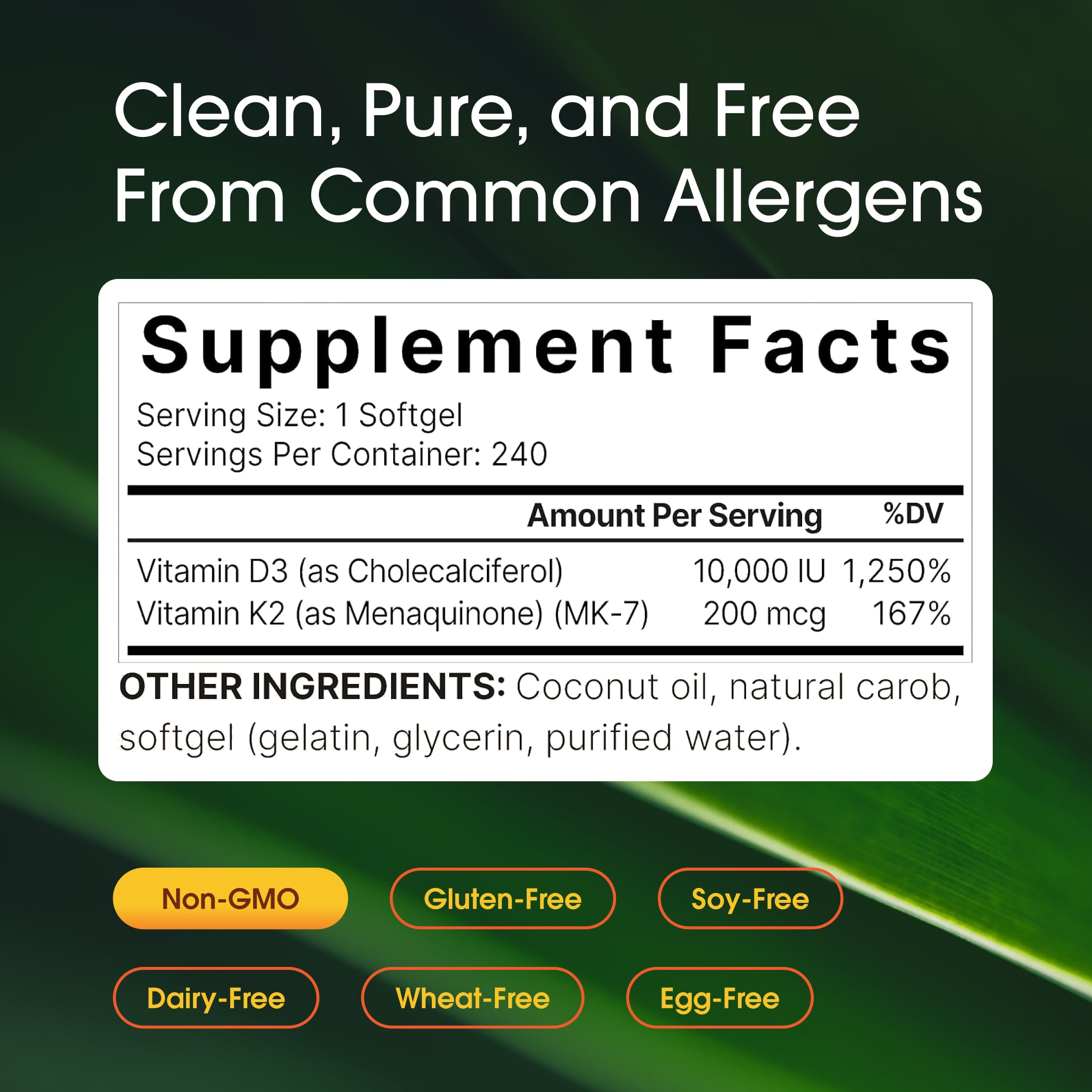 NatureBell Vitamin D3 + K2 Softgels bottle with label