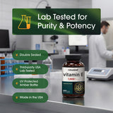 NatureBell Vitamin E 1000 IU softgels on a wooden table