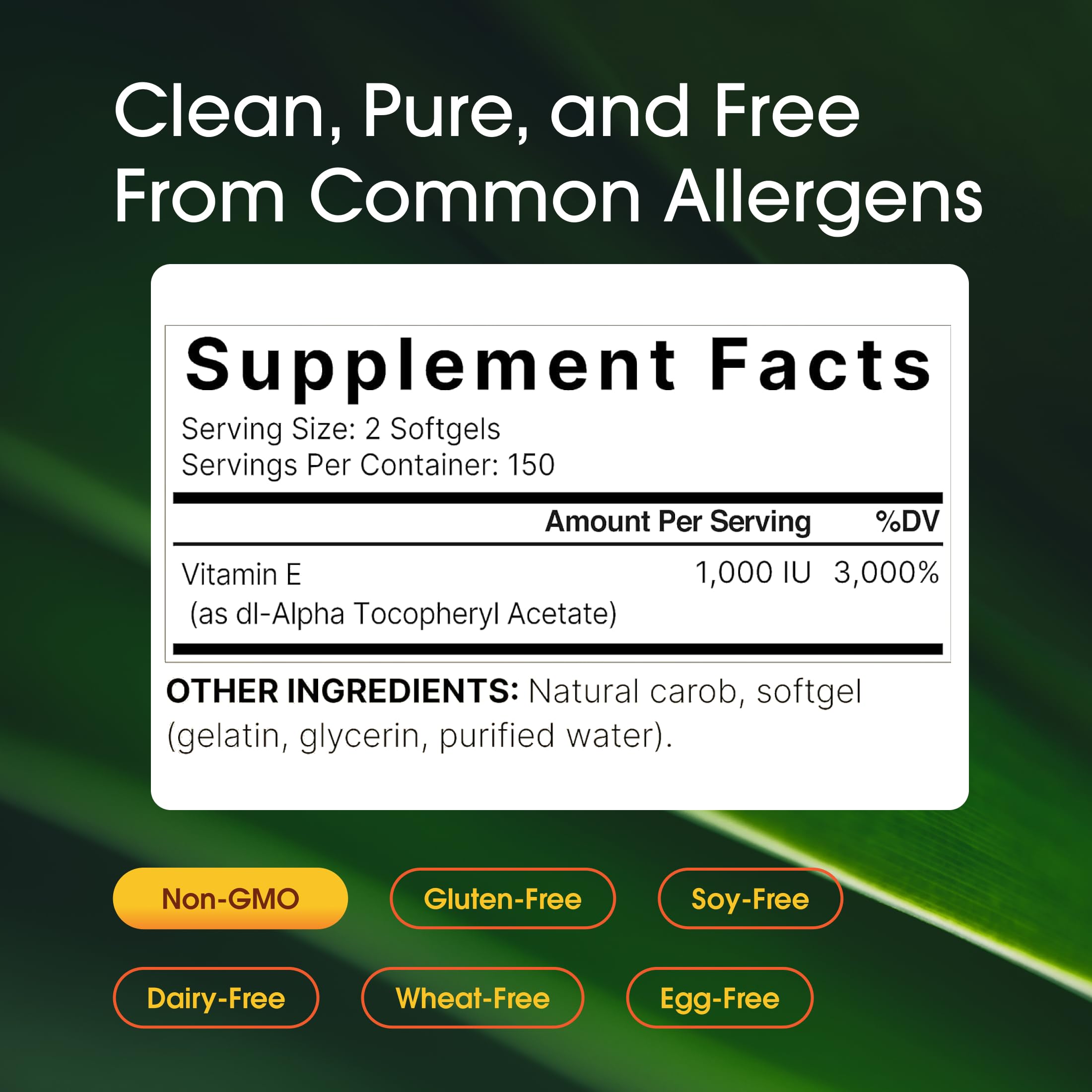 NatureBell Vitamin E 1000 IU softgels side view