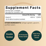 NatureBell Vitamin E Softgels 400IU back label