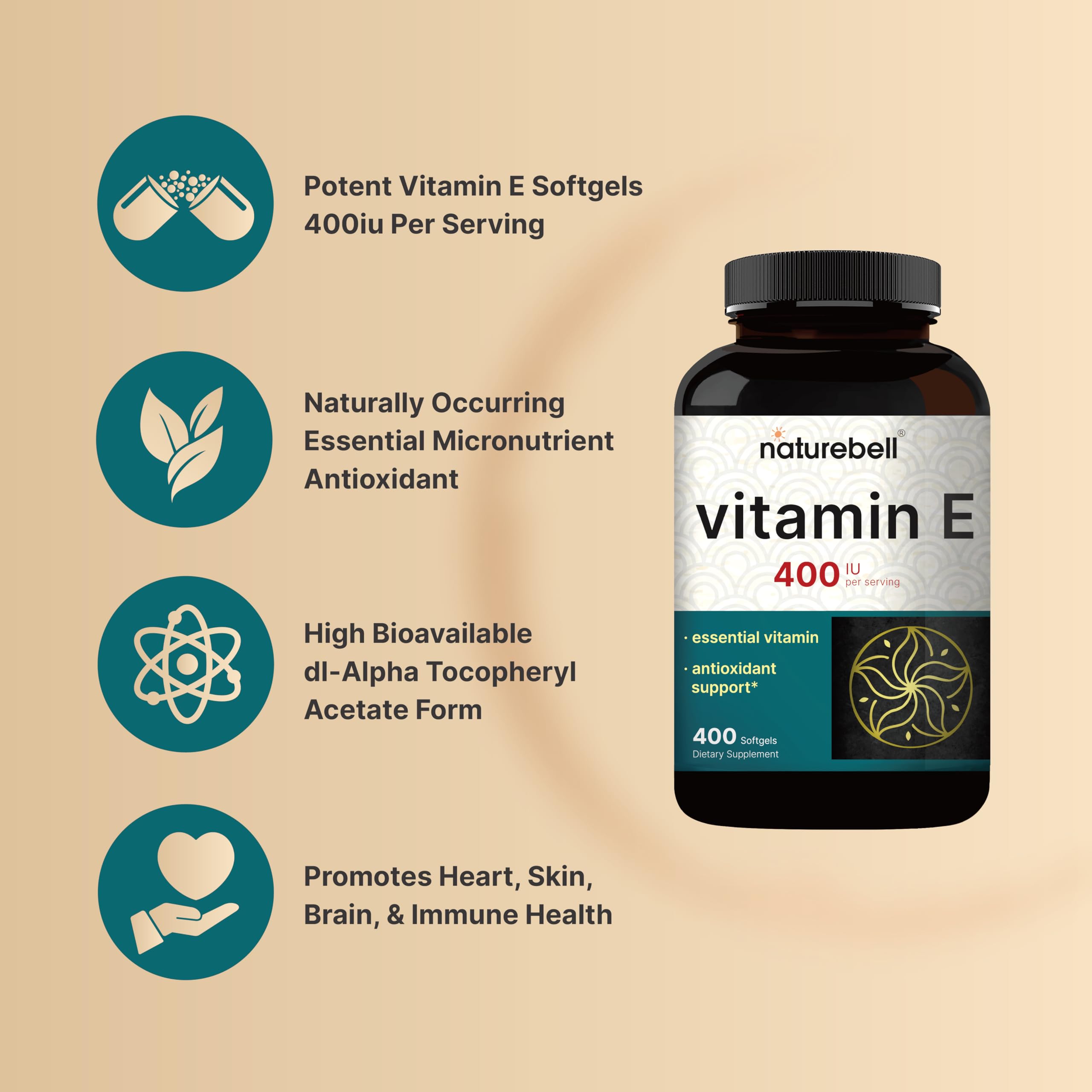NatureBell Vitamin E Softgels 400IU softgel close-up