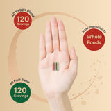 NatureBell Whole Food Fruit and Vegetable Supplement on a wooden table