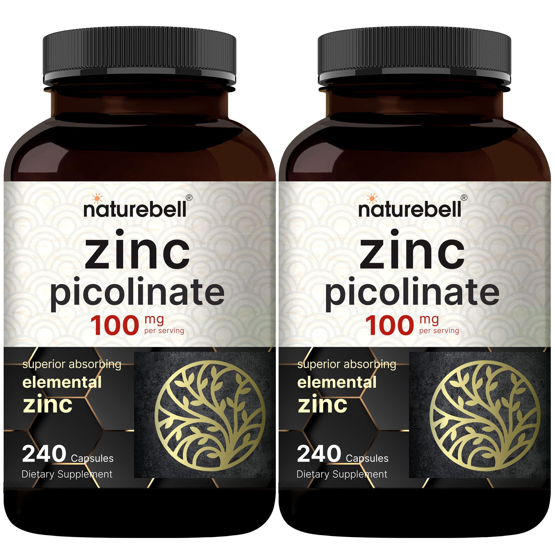 NatureBell Zinc Picolinate 100mg 240 capsules front view