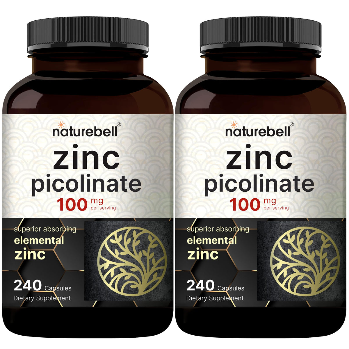 NatureBell Zinc Picolinate 100mg 240 capsules front view