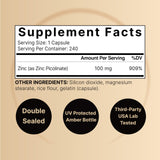 NatureBell Zinc Picolinate Capsules 100mg bottle side view