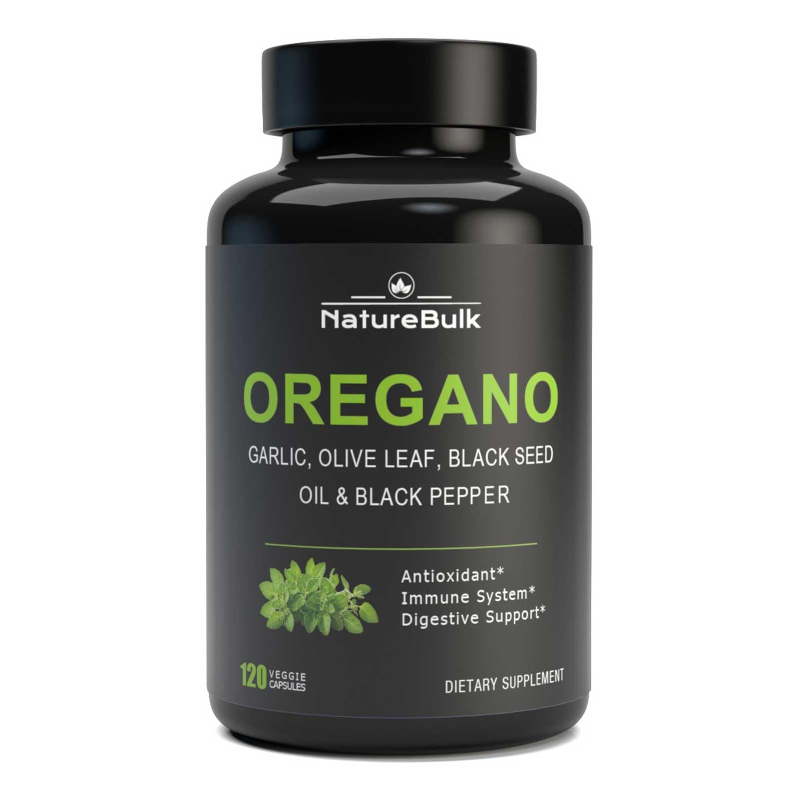 NATUREBULK Oregano Leaf Extract Capsules 600mg front view