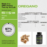 NATUREBULK Oregano Leaf Extract Capsules 600mg on a wooden table