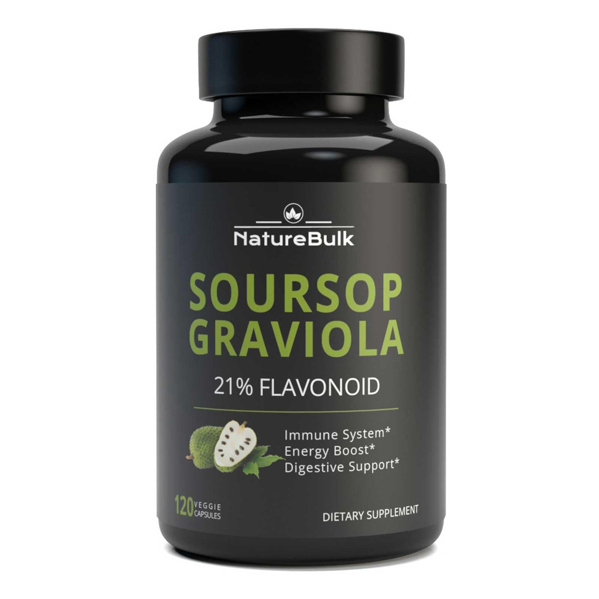 NATUREBULK Soursop Graviola Capsules 120 count front view