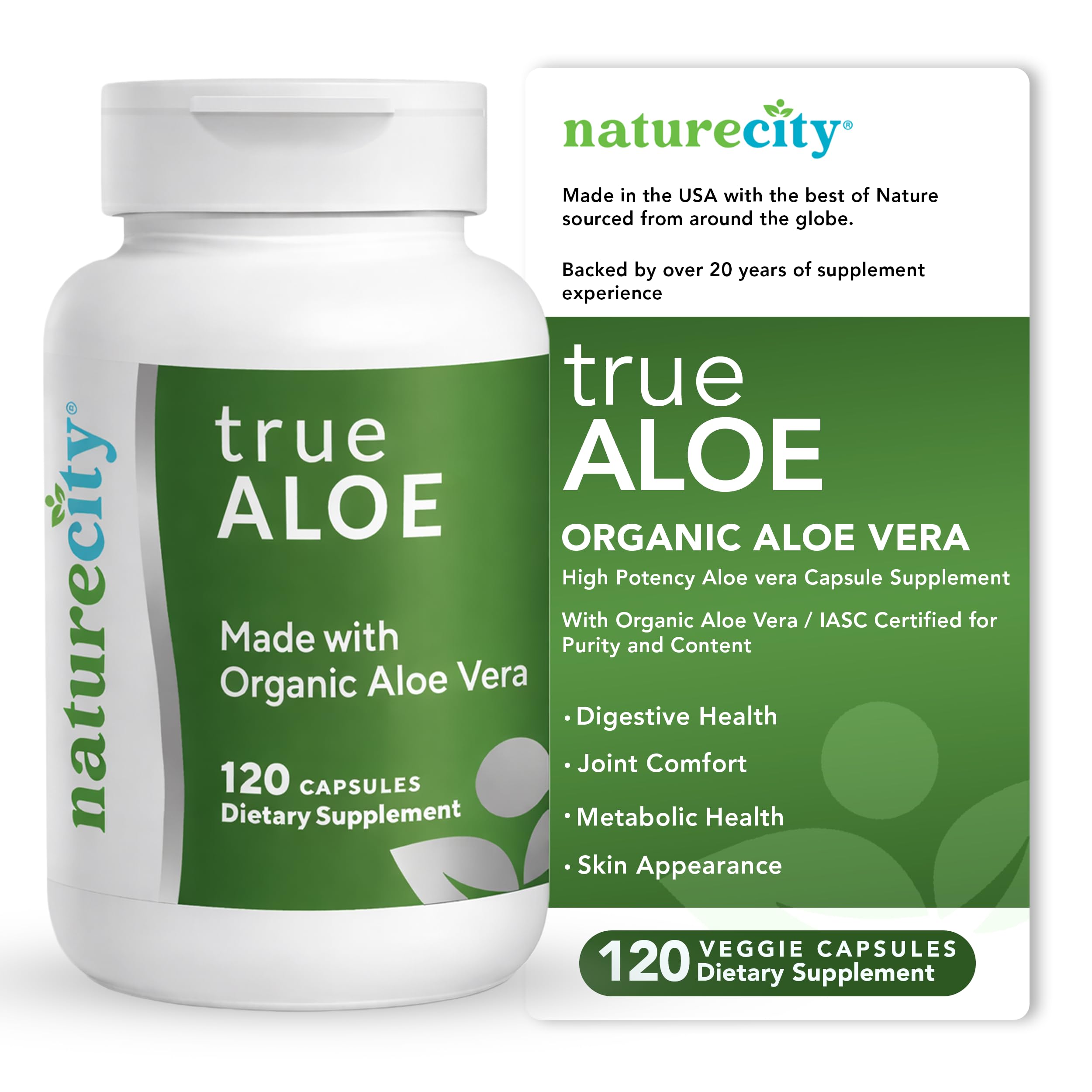 NatureCity Aloe Vera Capsules 60 Count front view