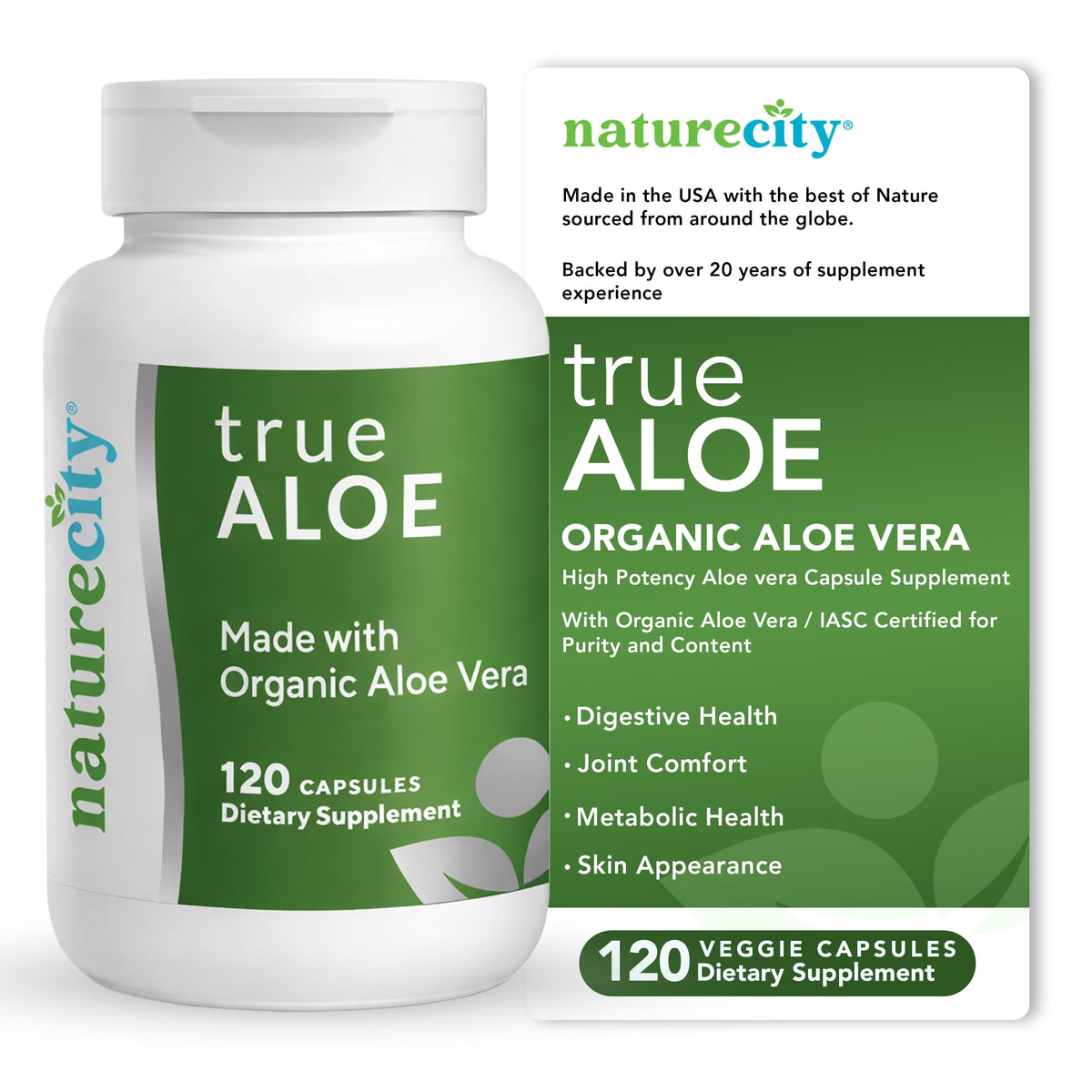 NatureCity Aloe Vera Capsules 60 Count front view