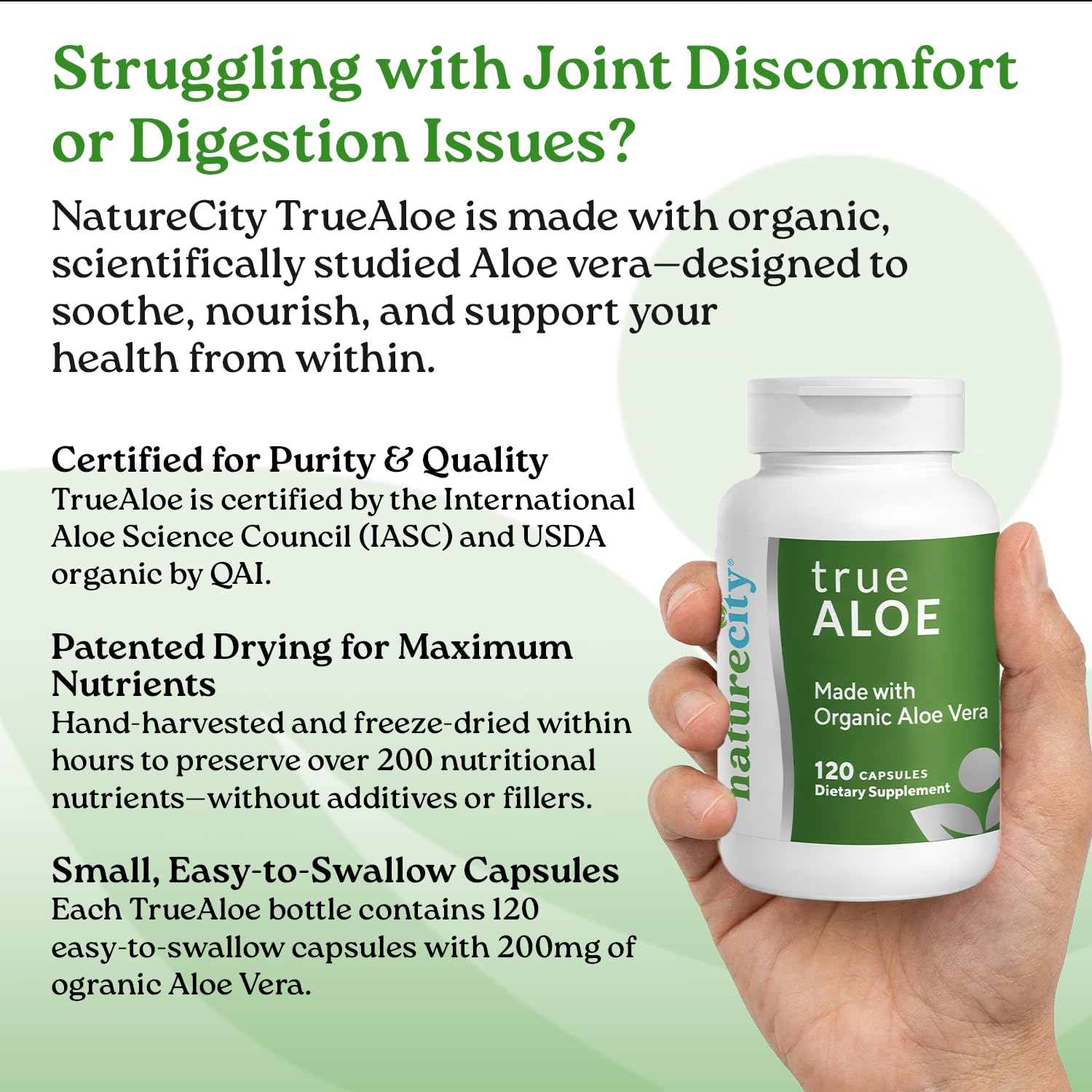 NatureCity Aloe Vera Capsules bottle side view