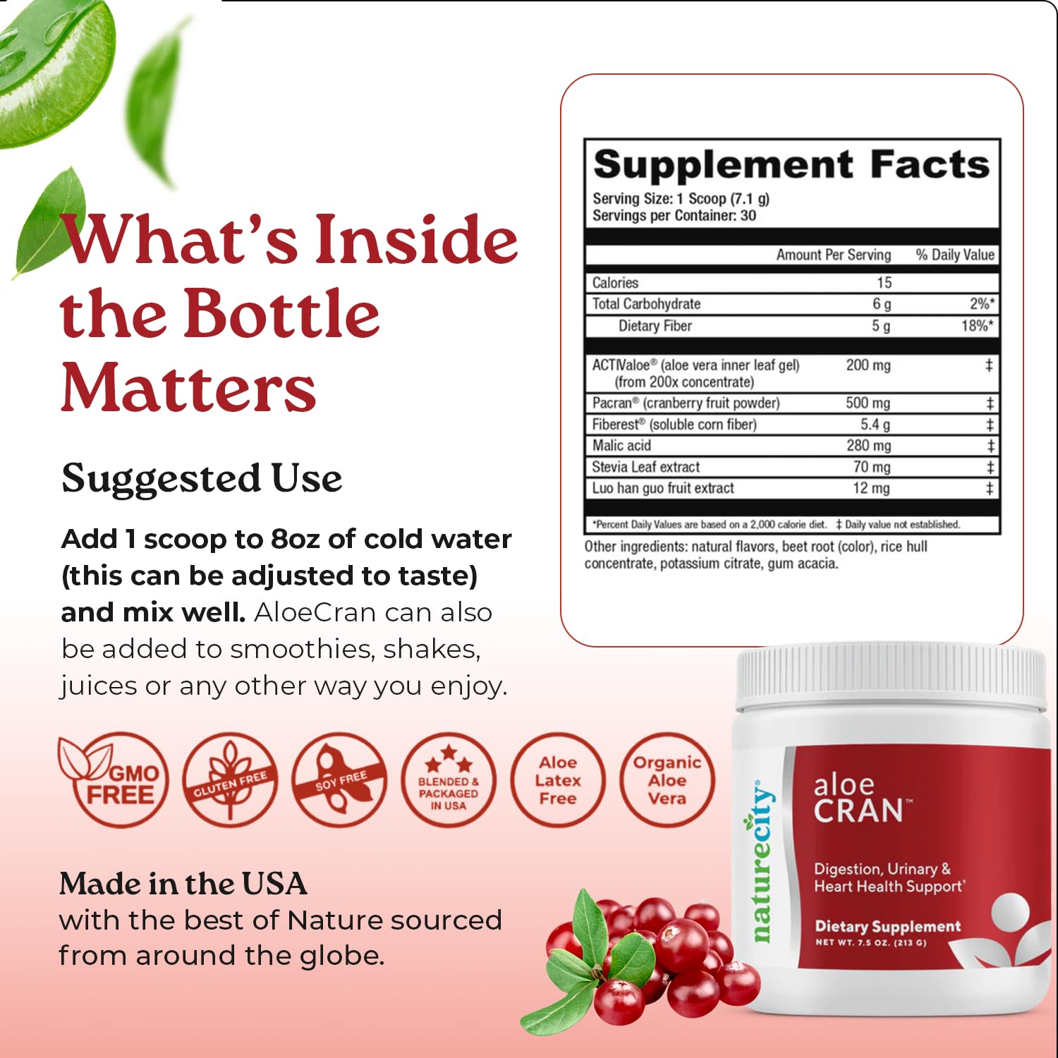 NatureCity Aloe Vera Drink Mix with fresh cranberries