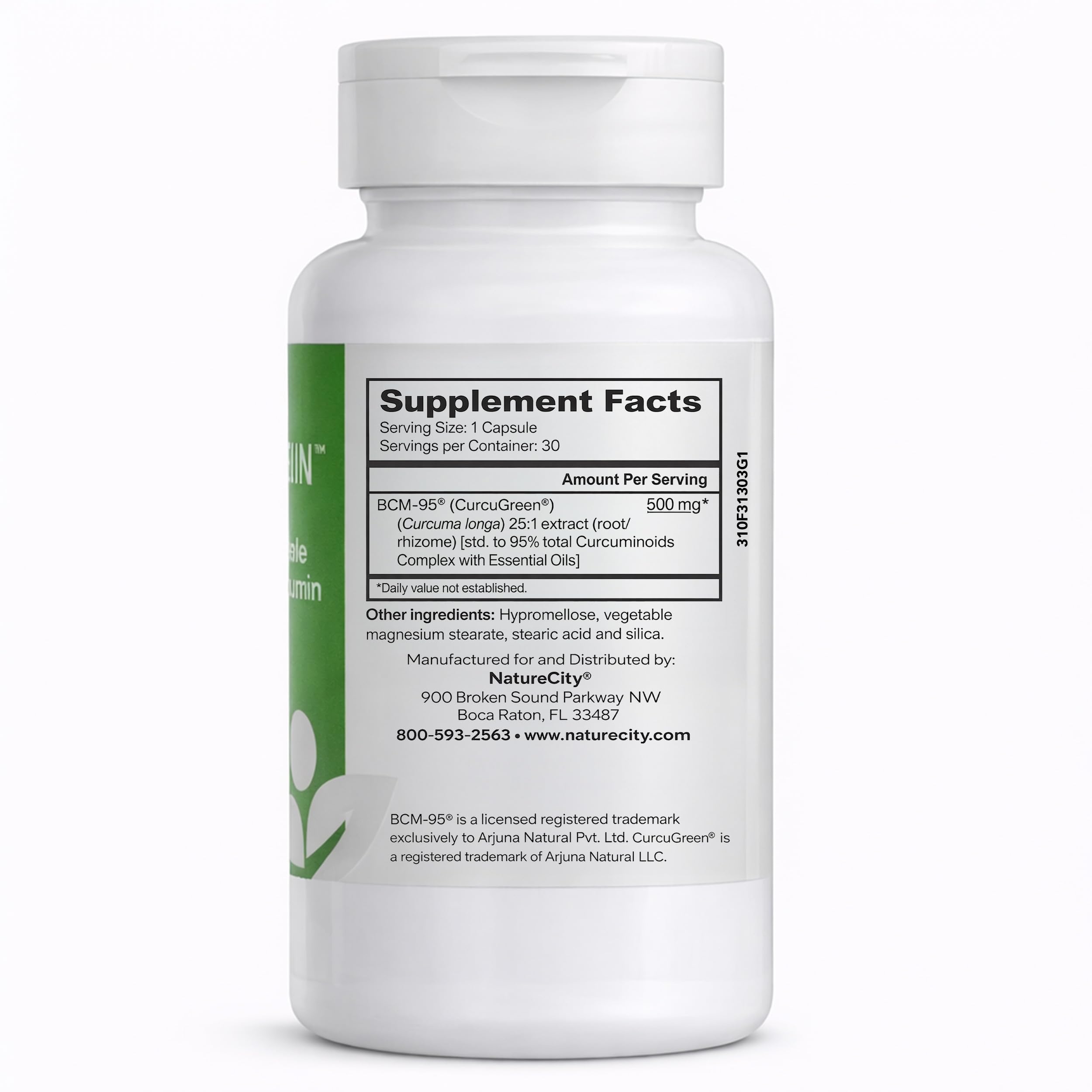 NatureCity Curcumin Capsules side view with label