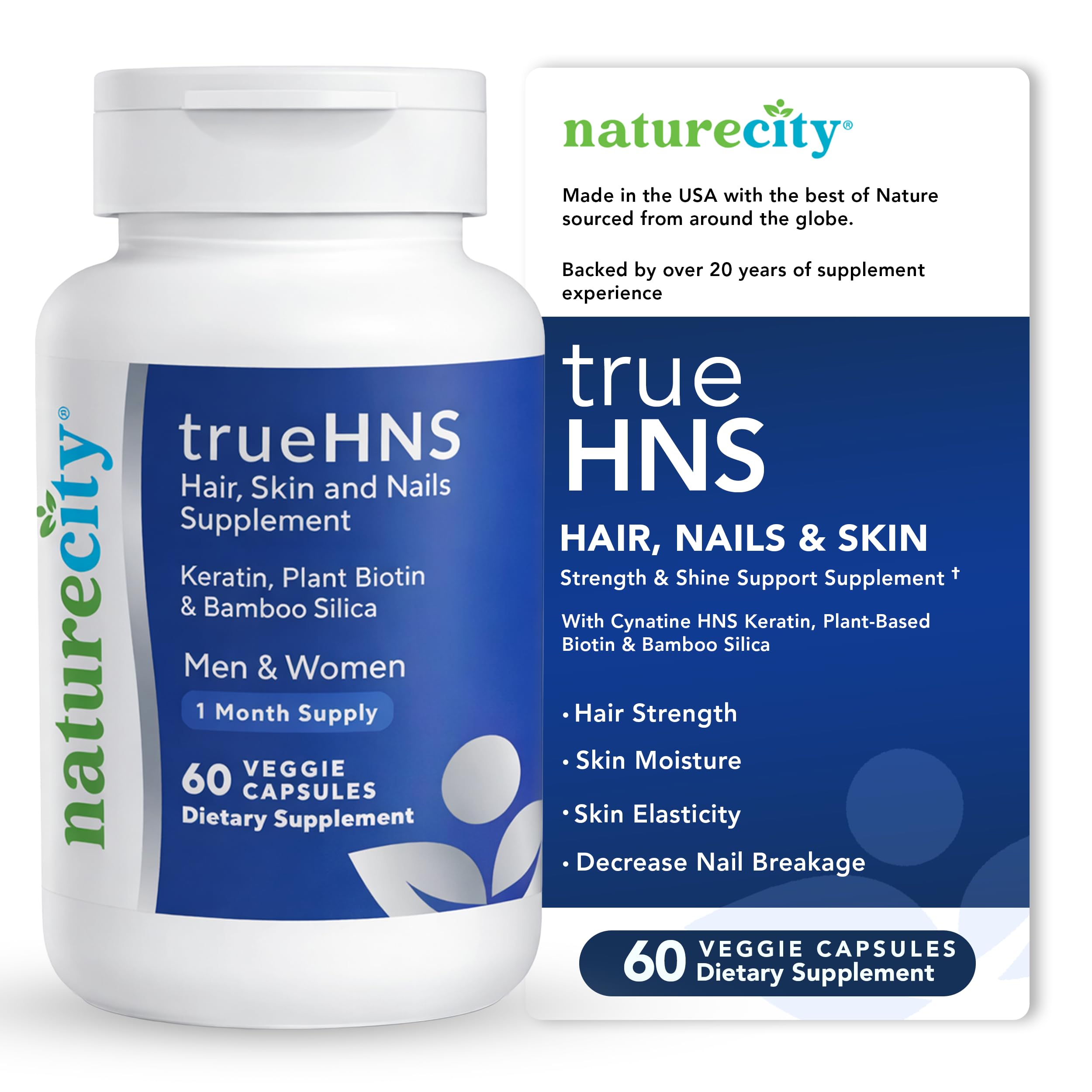 NatureCity TrueHNS Biotin Supplement 1000mcg front view