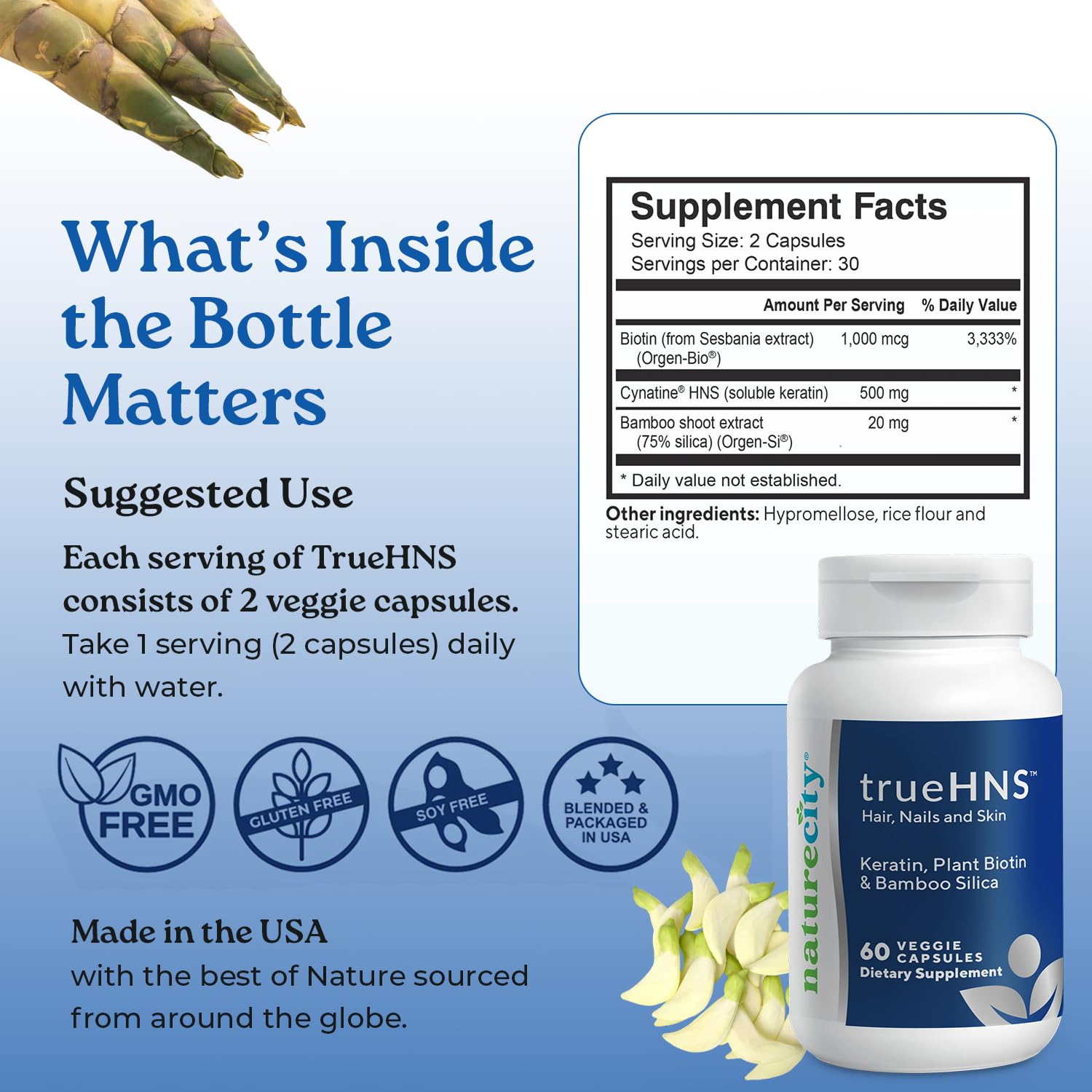 NatureCity TrueHNS Biotin Supplement 1000mcg with packaging