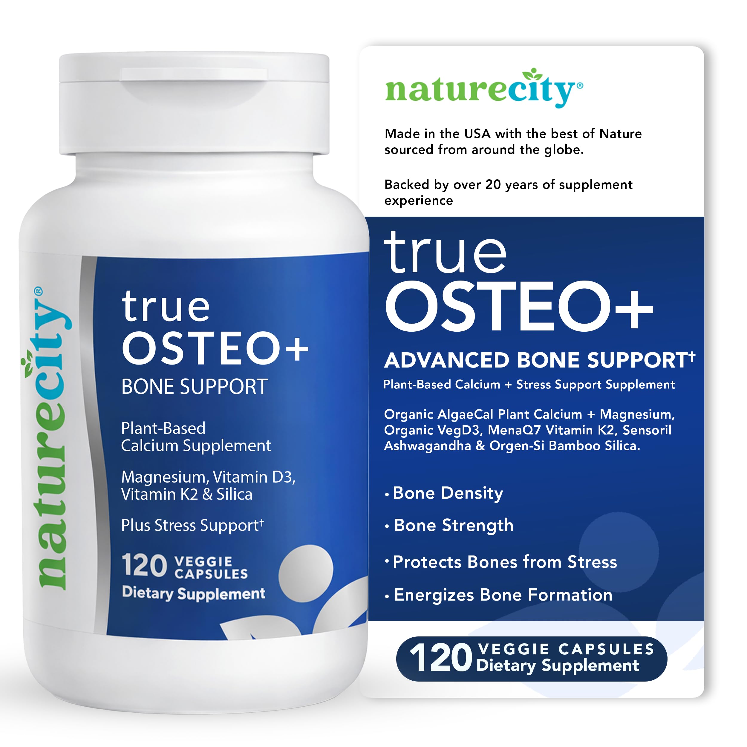 NatureCity TrueOsteo+ Plant-Based Calcium Supplement front view