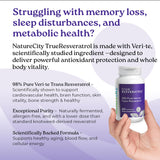 NatureCity TrueResveratrol supplement bottle with dosage information