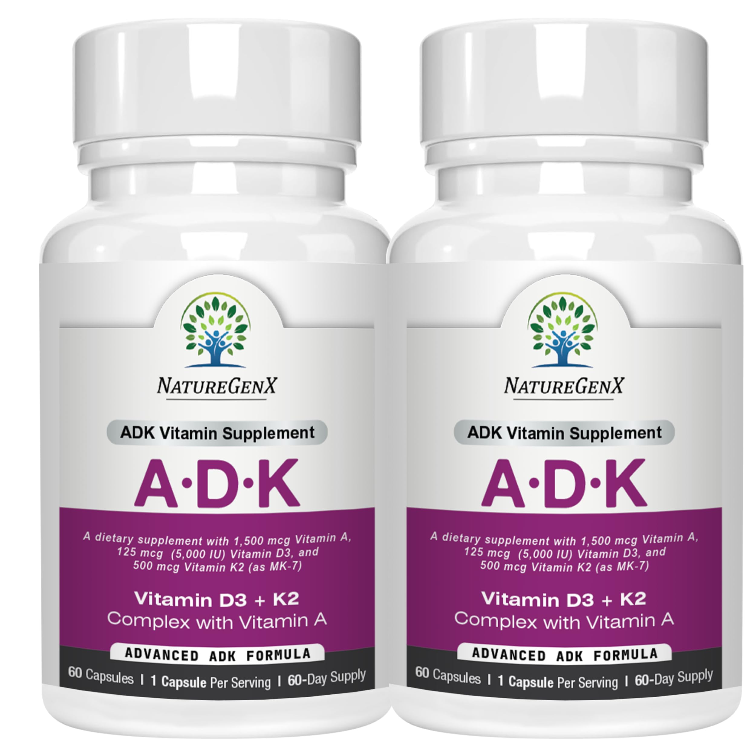NatureGenX ADK Supplement bottle front view with 120 capsules